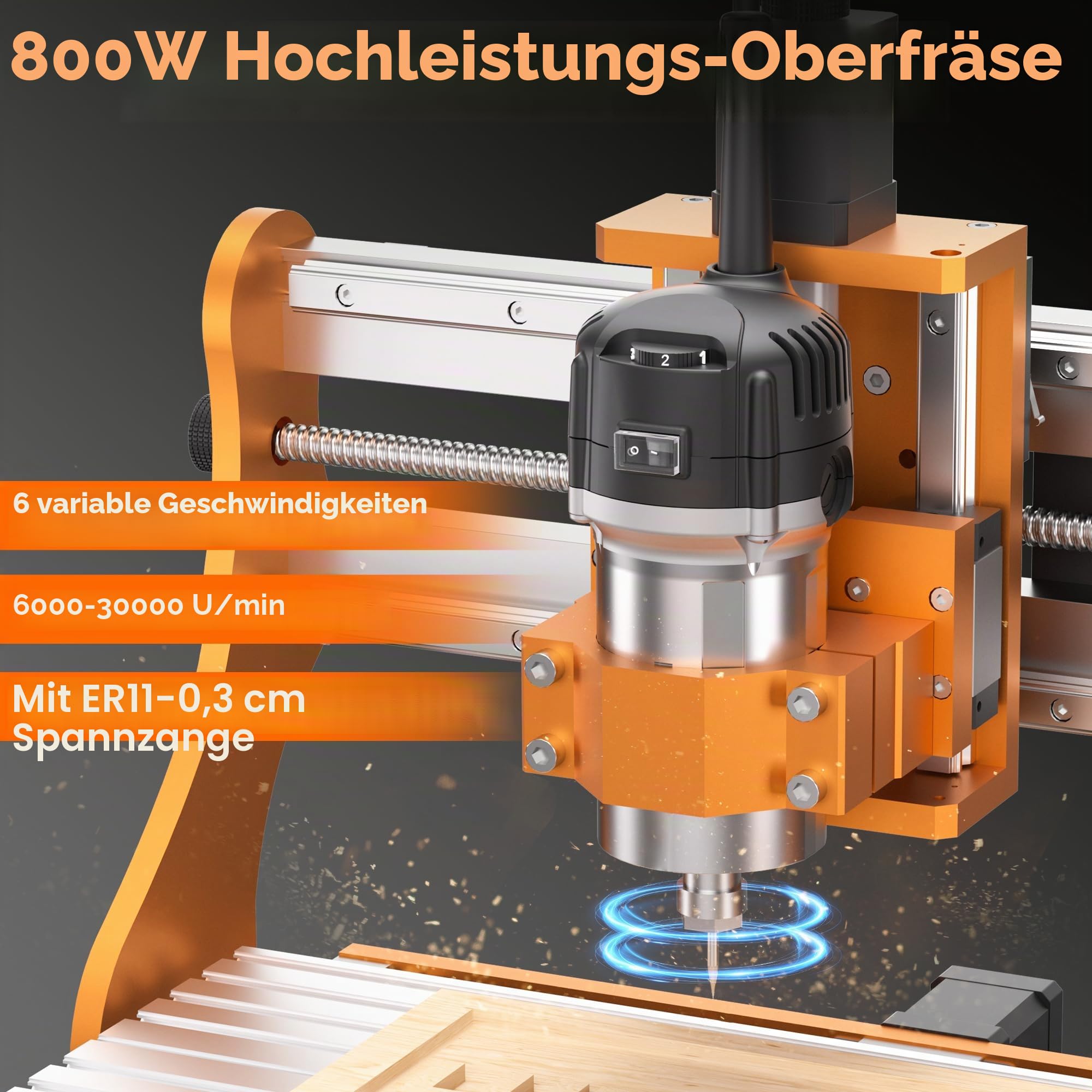 LUNYEE 3020 Nova CNC-Fräsmaschine, Ganzmetall-Linearführungen und Kugelgewindetriebe an allen XYZ-Achsen mit 800-W-Fräsmotor, geeignet zum Schneiden von Aluminium, Messing, Plastik, Holz, Acryl, MDF