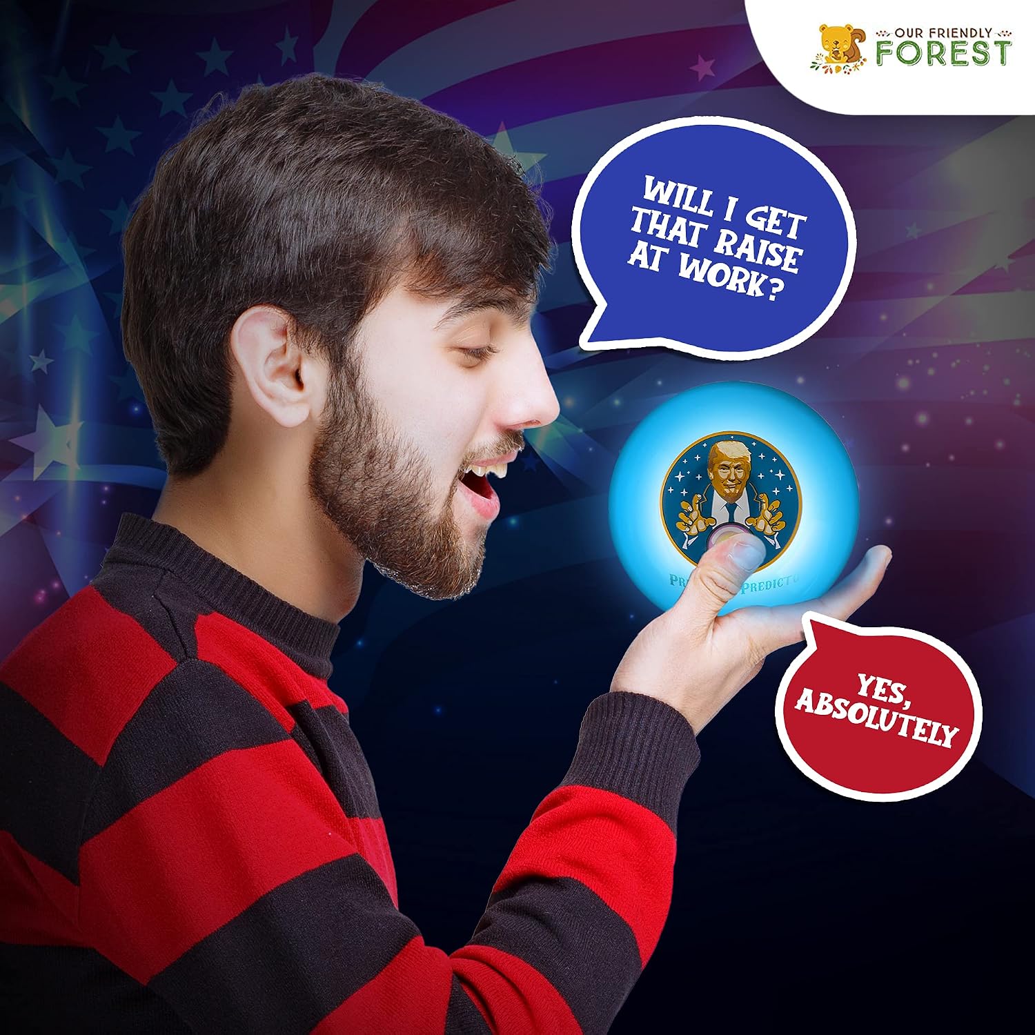 Talking President Predicto - Donald Trump Fortune Teller Ball - Lights Up & Talks - Ask YES or NO Question & Trump Speaks The Answer - Like a Next Generation Magic 8 Ball – Unique Funny Gifts for Men