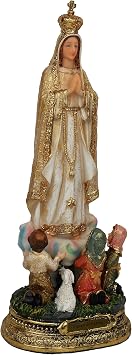 Cannan Virgen De Fatima 12" Con Los 3 Ninos Pastorcitos Lucia, Francisco y Jacinta Our Lady of Fatima Resin Religious Figure