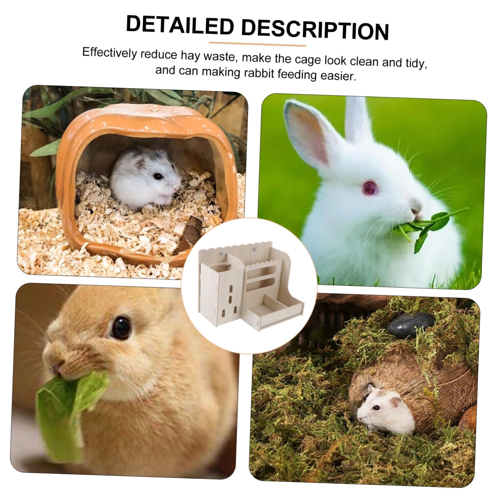Râtelier à Foin pour Lapins et Cochons D’Inde en Bois Beige