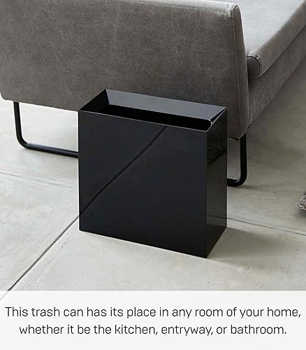 Miniatura 2 de Yamazaki Bote de basura para el hogar, moderno, con asa, para cocina, dormitorio, baño, oficina, plástico, tamaño único, color negro