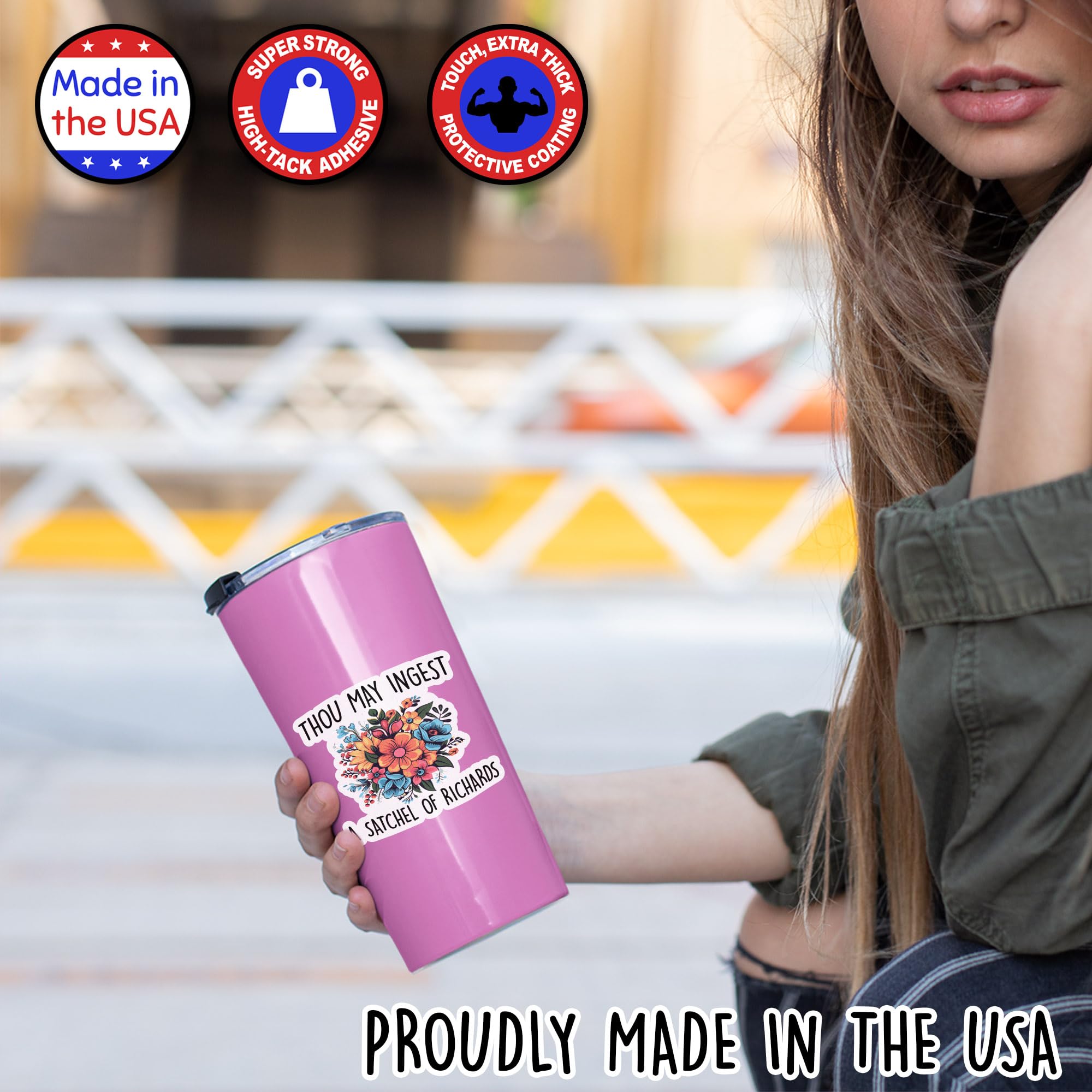 "Thou May Ingest A Satchel Of Richards" Funny Sticker - Waterproof Vinyl Decal For Laptop, Bottle, Notebook
