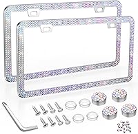 Vista 8 de SHARE&CARE Marco de matrícula brillante para regalos del día de Pascua, cubierta de matrícula de cristal, soporte para placa de automóvil con juego