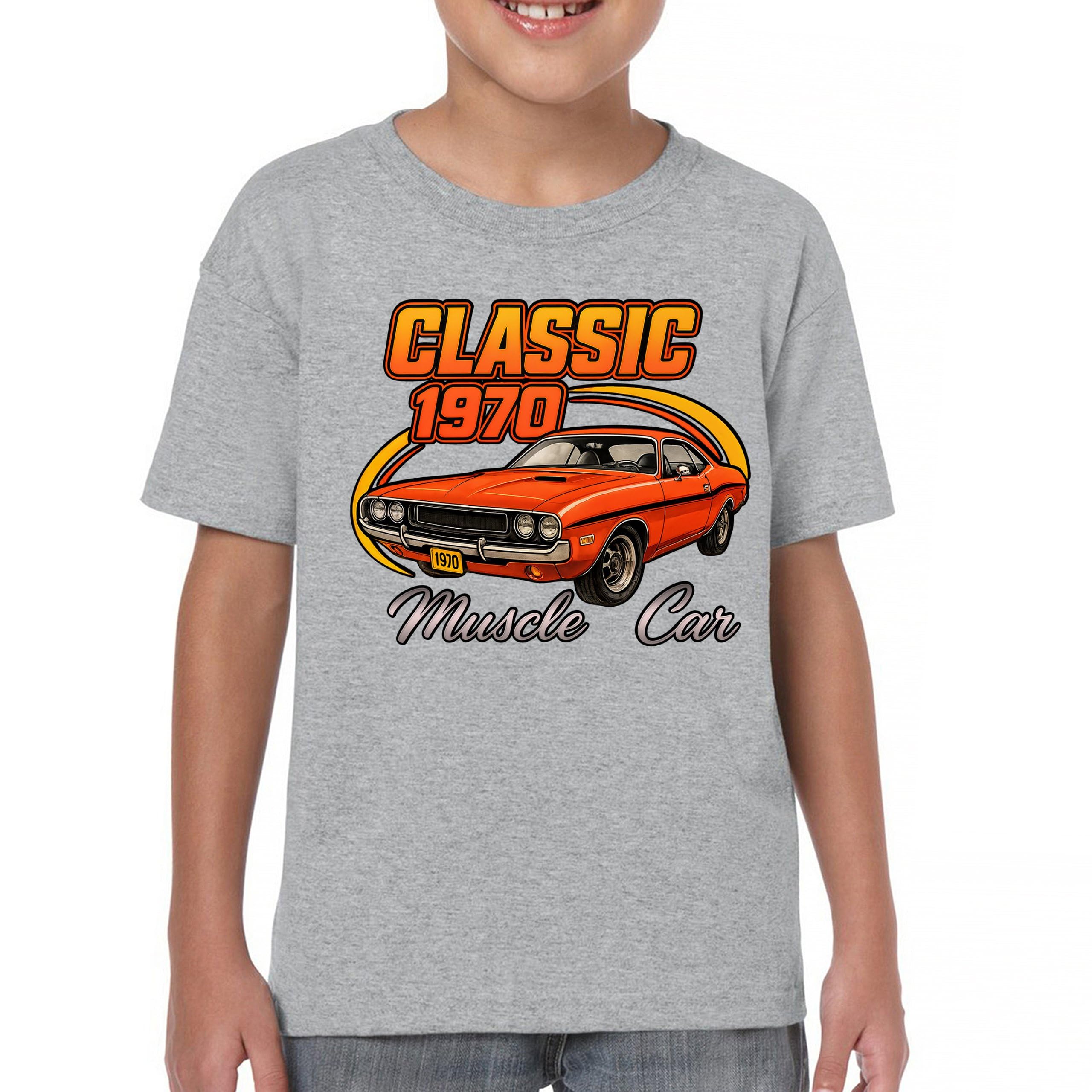 Classic 1970 Muscle Car Youth Graphic Short Sleeve T-Shirt