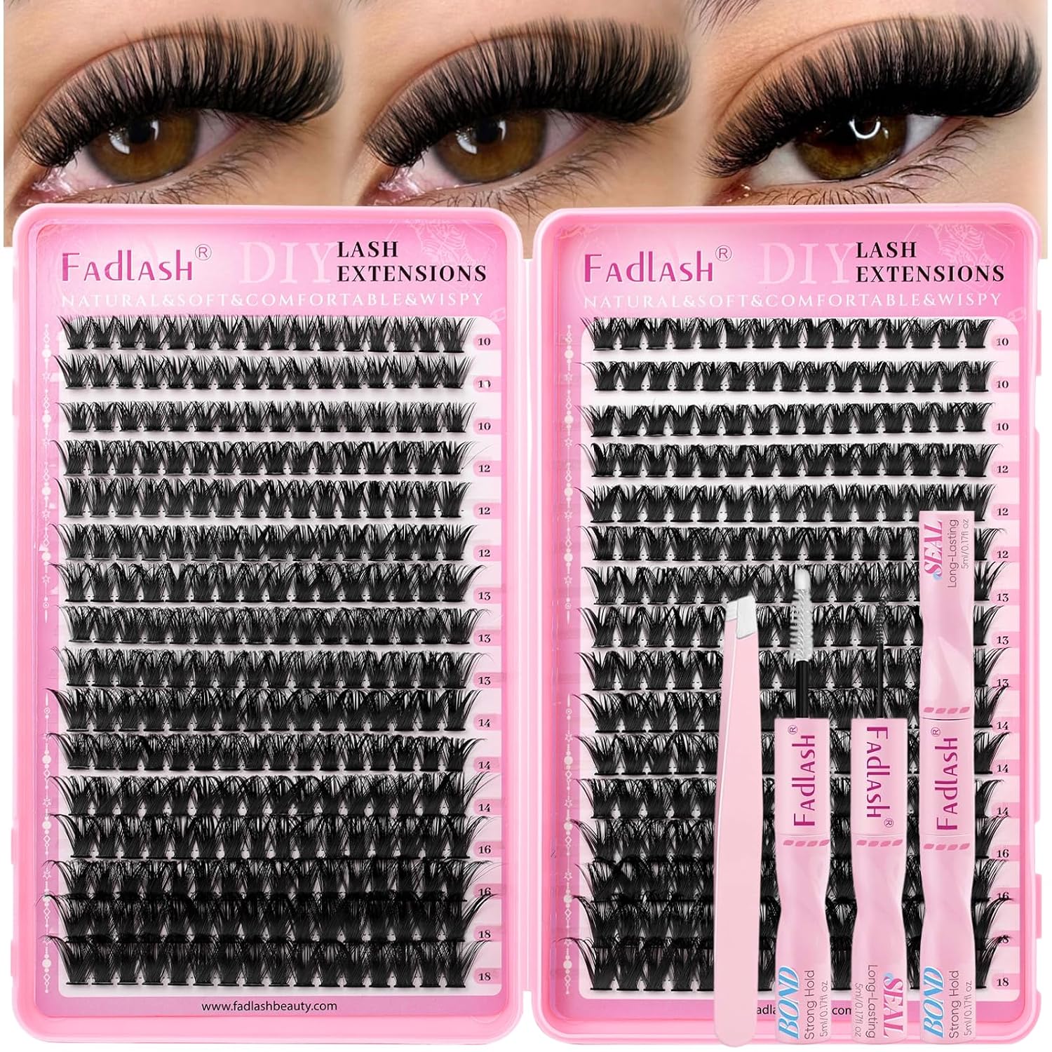 FADLASH Lash Clusters Kit - Natural D Curl Eyelash Extensions