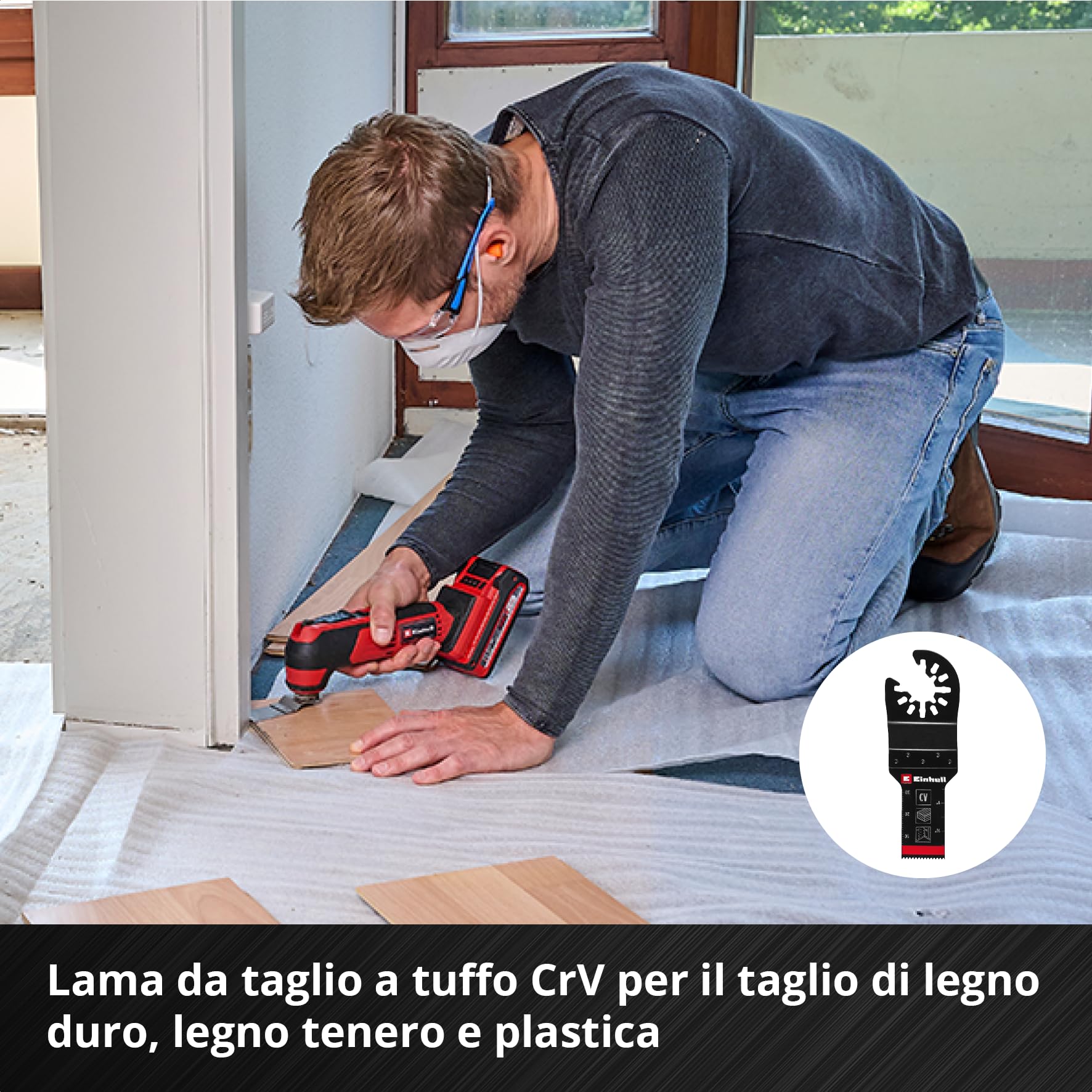 Originale Einhell set multiutensile 6 pz. (lama da taglio BIM a tuffo, semitonda HCS, a tuffo CrV, semitonda HM, raspa delta, raschietto)