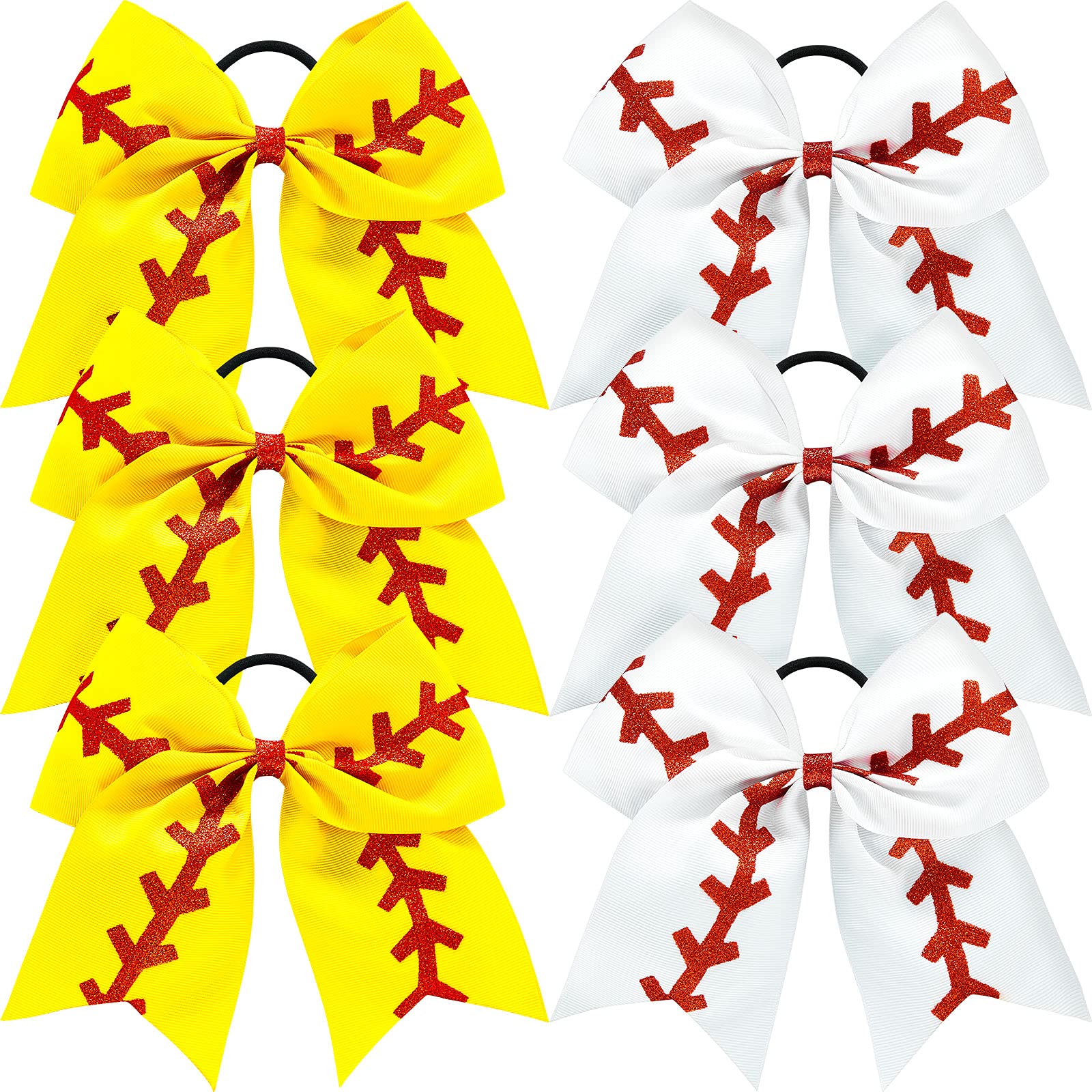 Amazon.com : 6 Pieces Softball Hair Bows 6.7 Inch Large Cheer Hair Bows  Ponytail Holder Cheerleading Bows Elastic Hair Ties Bands Softball Hair  Accessories for Teen Girl Softball Competition Sports : Beauty