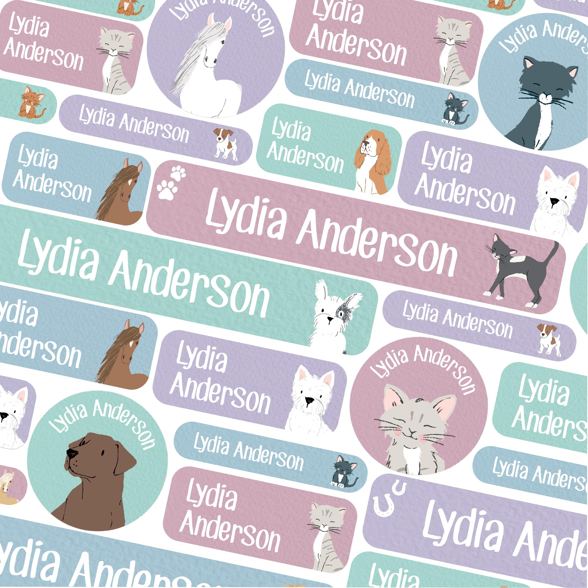 123 School Name Labels for Children No Iron Name Tags for Clothes Name Stickers for Water Bottles, Uniform, Secondary School, College, Care Homes, Washable and Dishwasher Safe (Pets)