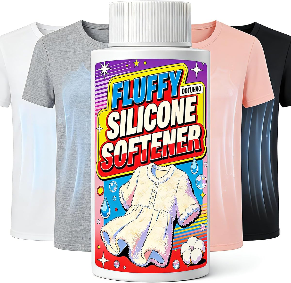 Multifunctional Hydrophilic Softener Agent, Fluffy Silicone Softener, 3.5 fl oz / 100 ml Moisture Wicking & uffy Finish for Polyester, Blends, Acetate, Spandex (3.5 fl oz / 100 ml)