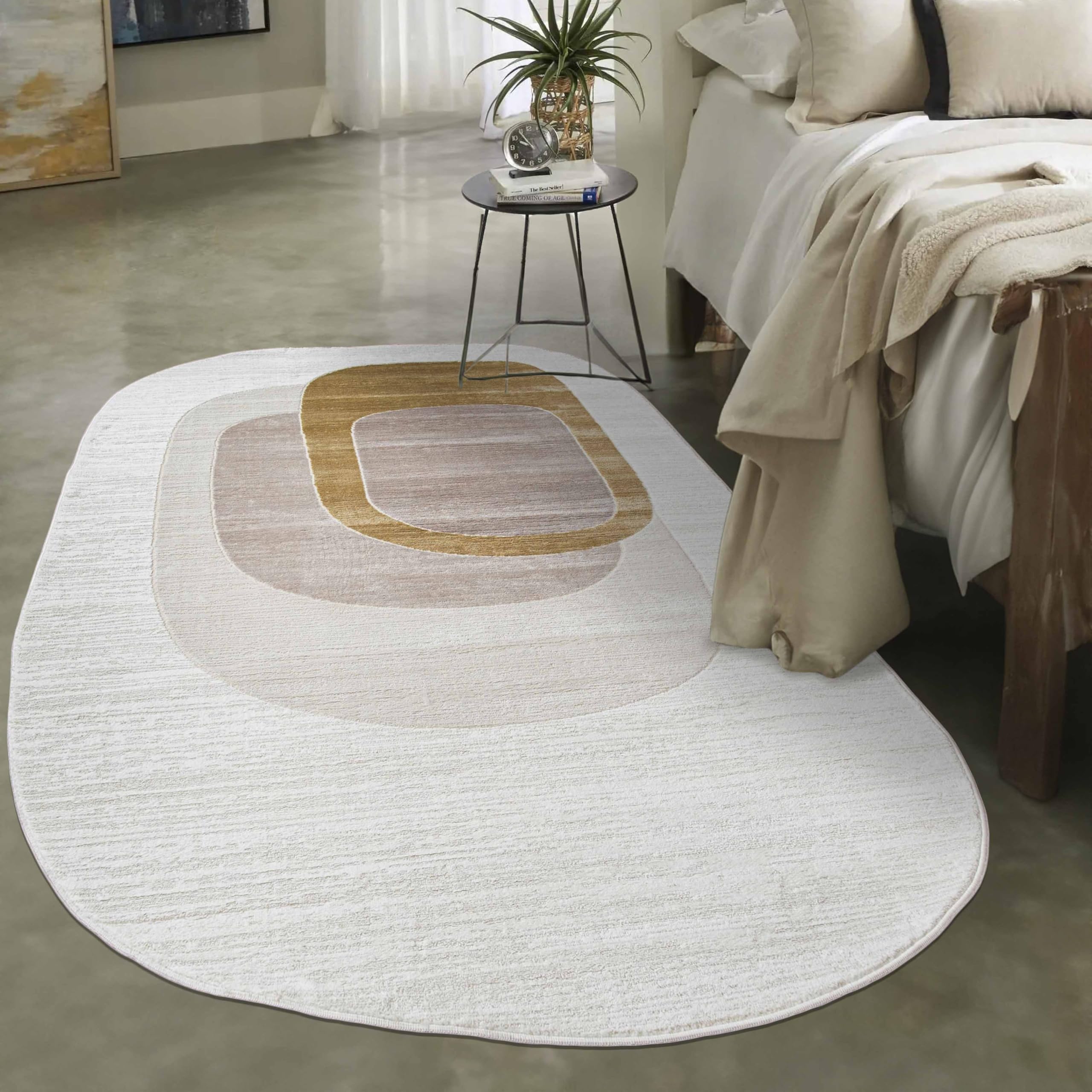 tappeto moderno abstract irregular beige 80x150cm