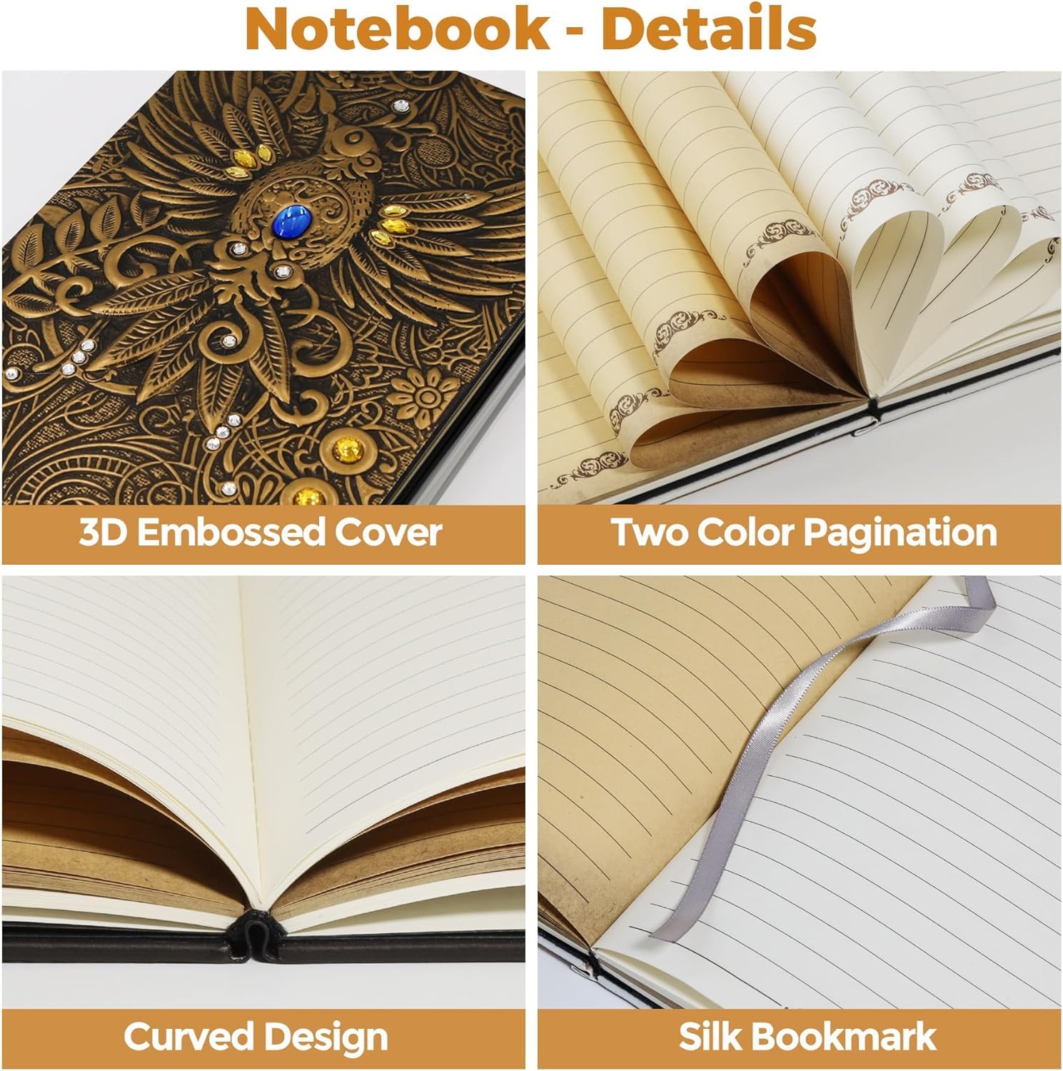 Invite 3D Phoenix Bronze Dnd Vintage Leather Journal Writing Notebook With 200 Pages A5 Journal,Antique Handmade Leather Diary,Travel Diary&Notebooks To Write In,Diary Gift For Men Women 1