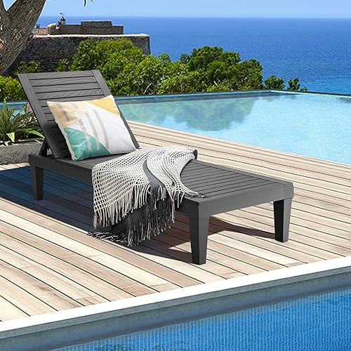 Miniatura 8 de COSTWAY Sillón reclinable para patio, resistente a la intemperie, ajustable (1, negro)