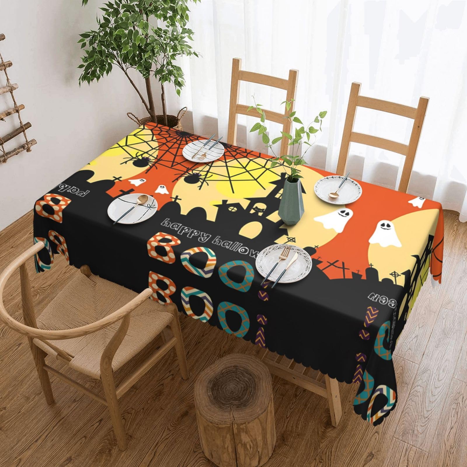 MROWYC Halloween Ghost Pumpkin Printed tablecloths are suitable for hotels, picnics, and parties, and can effectively protect the tabletop