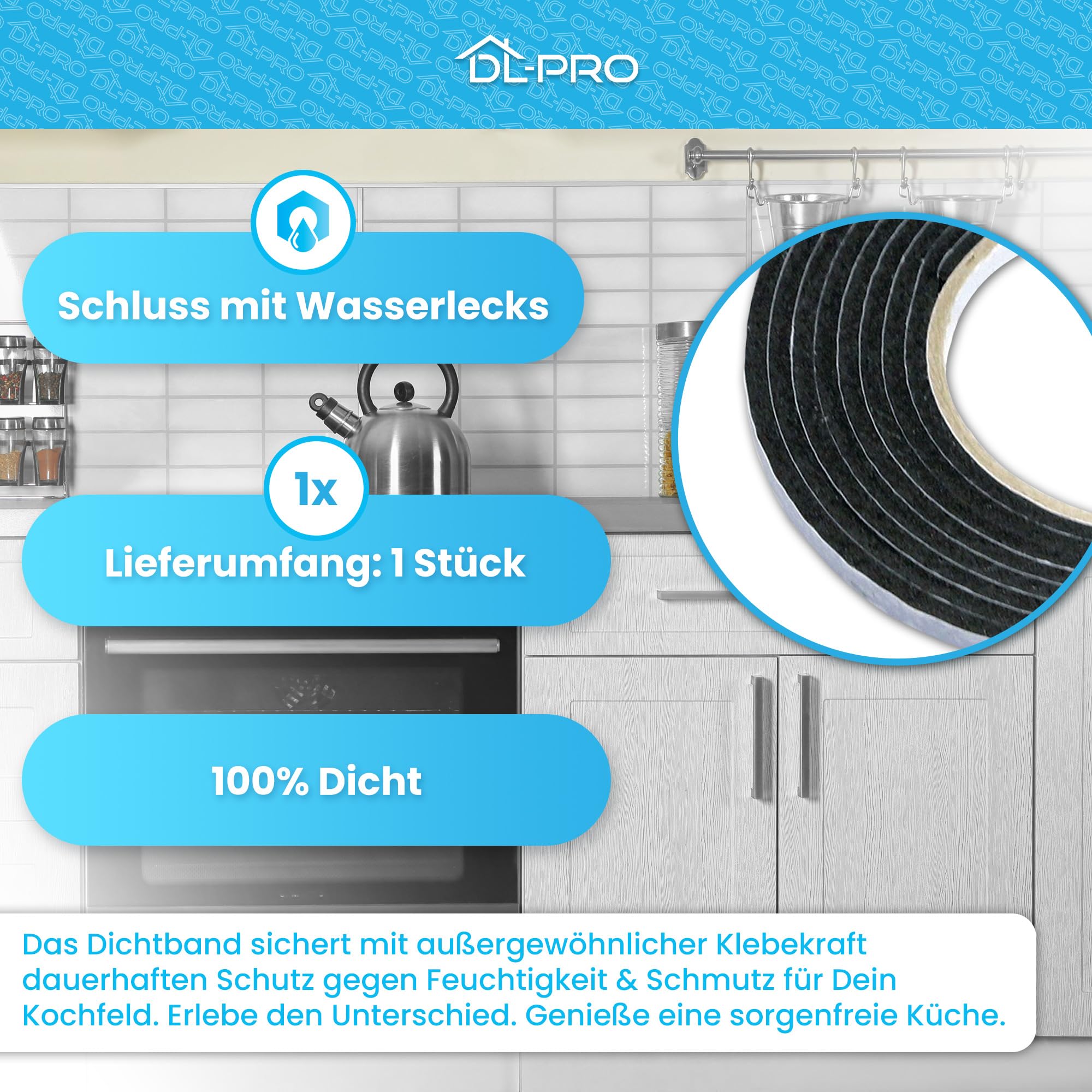 DL-pro - Universal sealing strip 2.8 m for Whirlpool 481246688967, Bauknecht, Ignis, Ikea, AEG, Electrolux, Bosch, Siemens, etc - Image 4