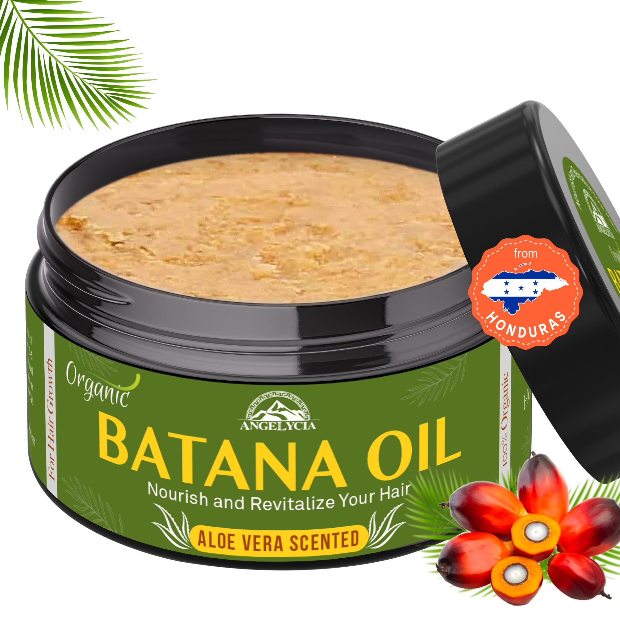 ANGELYCIA Raw Batana Oil for Hair Growth & Scalp Stimulator – 100% Pure Hair Oil from Honduras – Dr. Sebi Organic Paste – Natural Hair Growth Products for Thicker Edges, Breakage & Split Ends