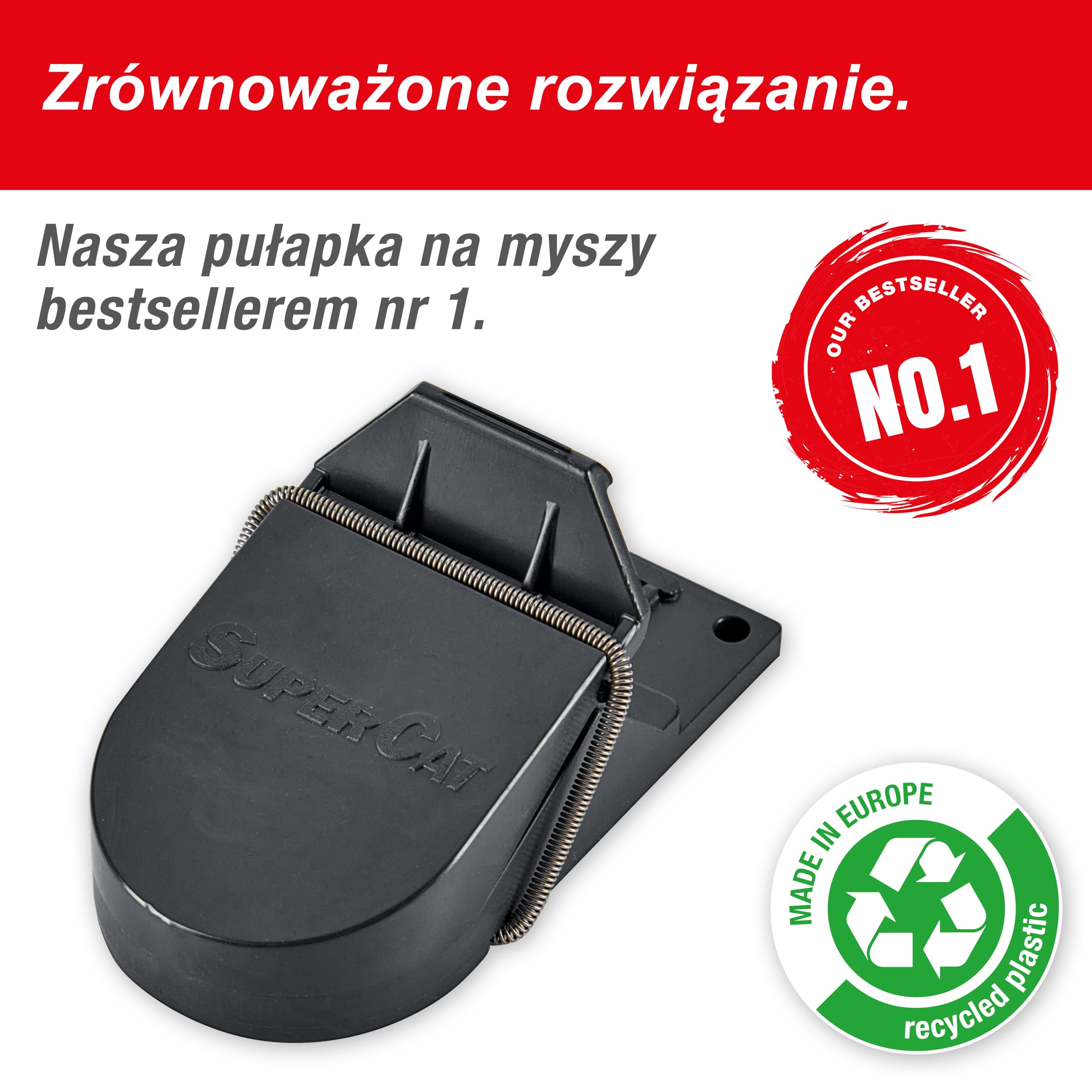 SWISSINNO Pułapka na Myszy SuperCat - Wielokrotnego użytku z przynętą z masłem orzechowym - Łapie i zabija natychmiast - Wewnątrz i na zewnątrz - 2 Pułapki