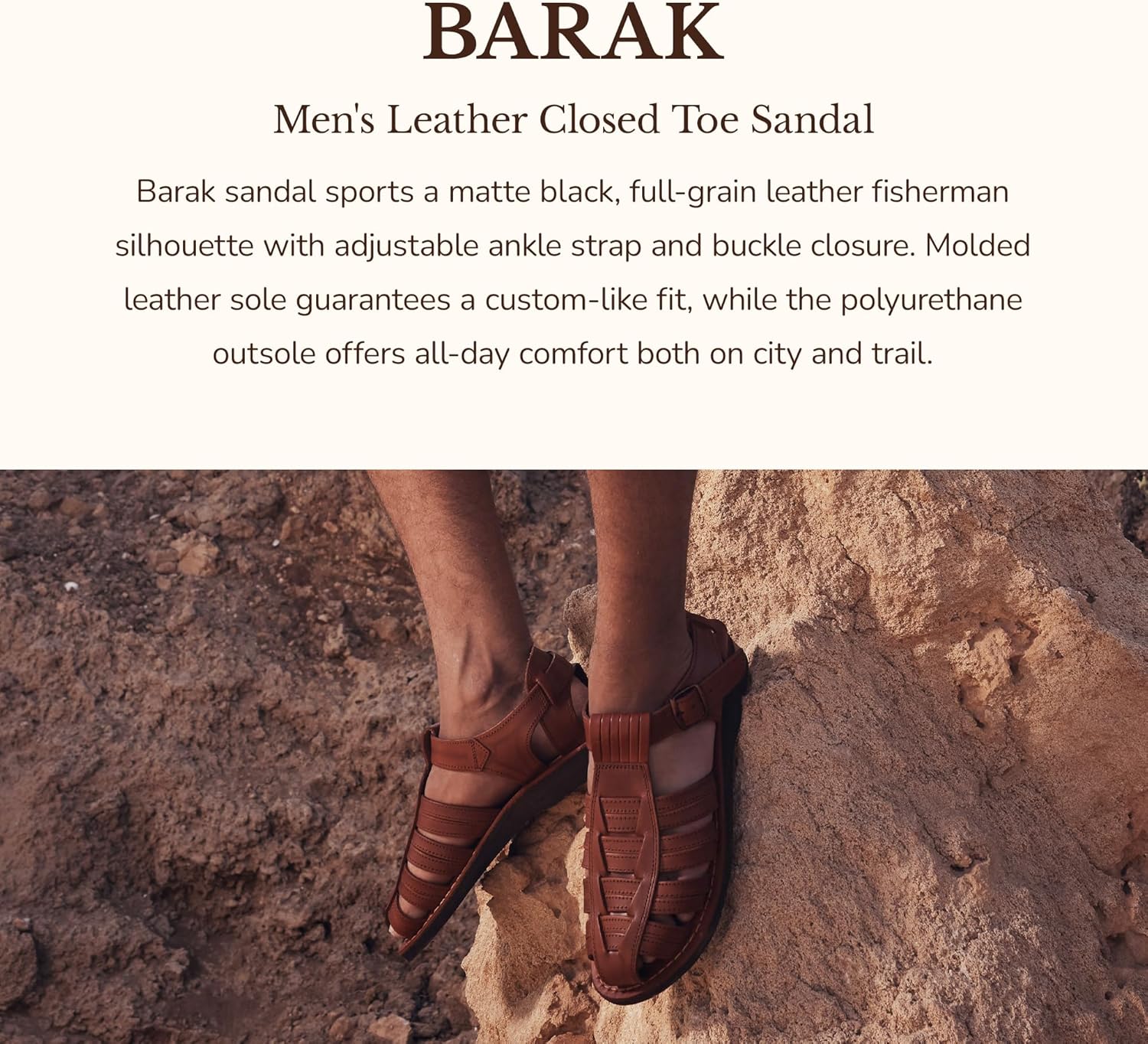 Barak - Leather Closed Toe Sandal - Men Sandals
