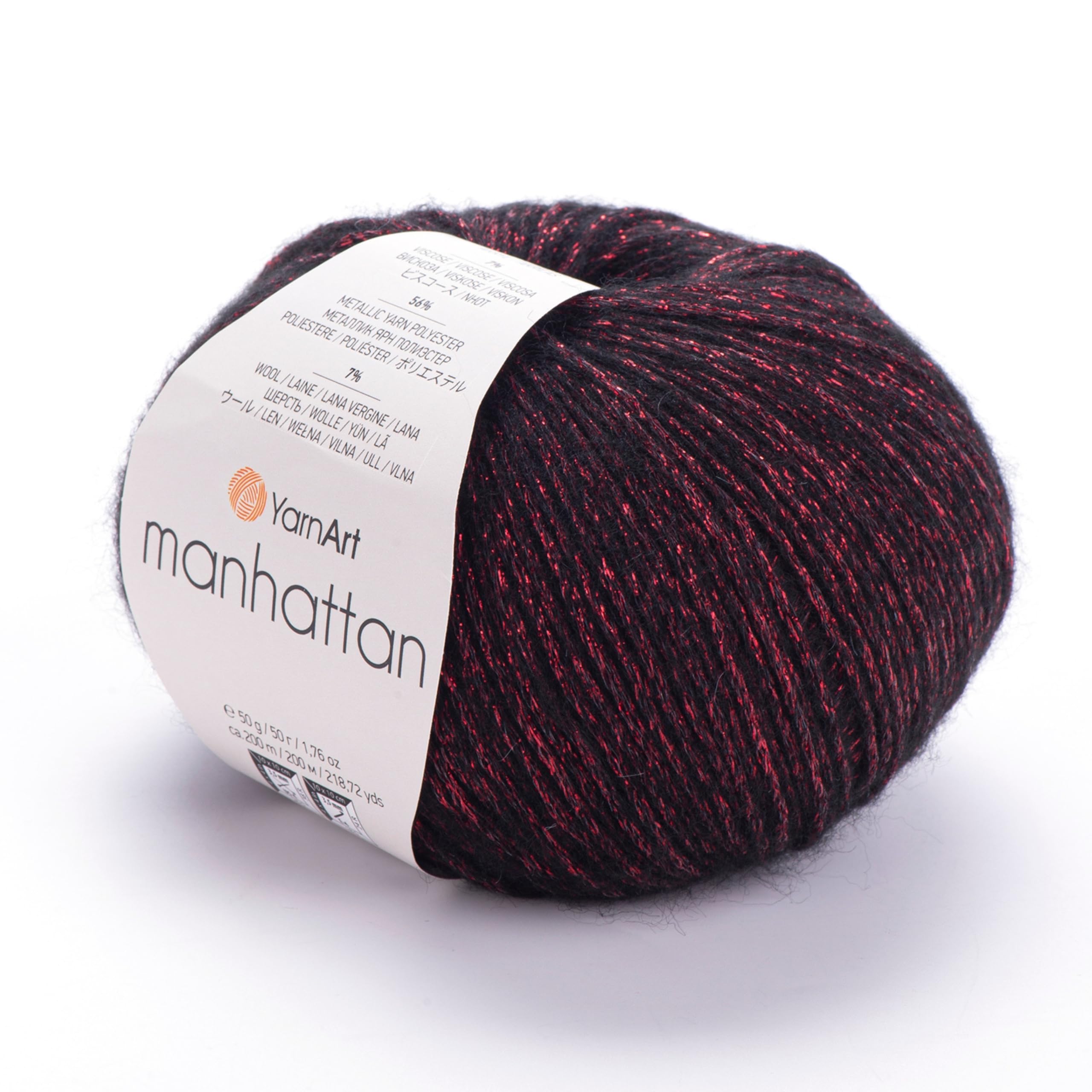 YARNART Manhattan - Glittery Glistening Metallic Wool & Acrylic Fantasy Yarn, 1.76 Oz, 218.72 Yds (904)