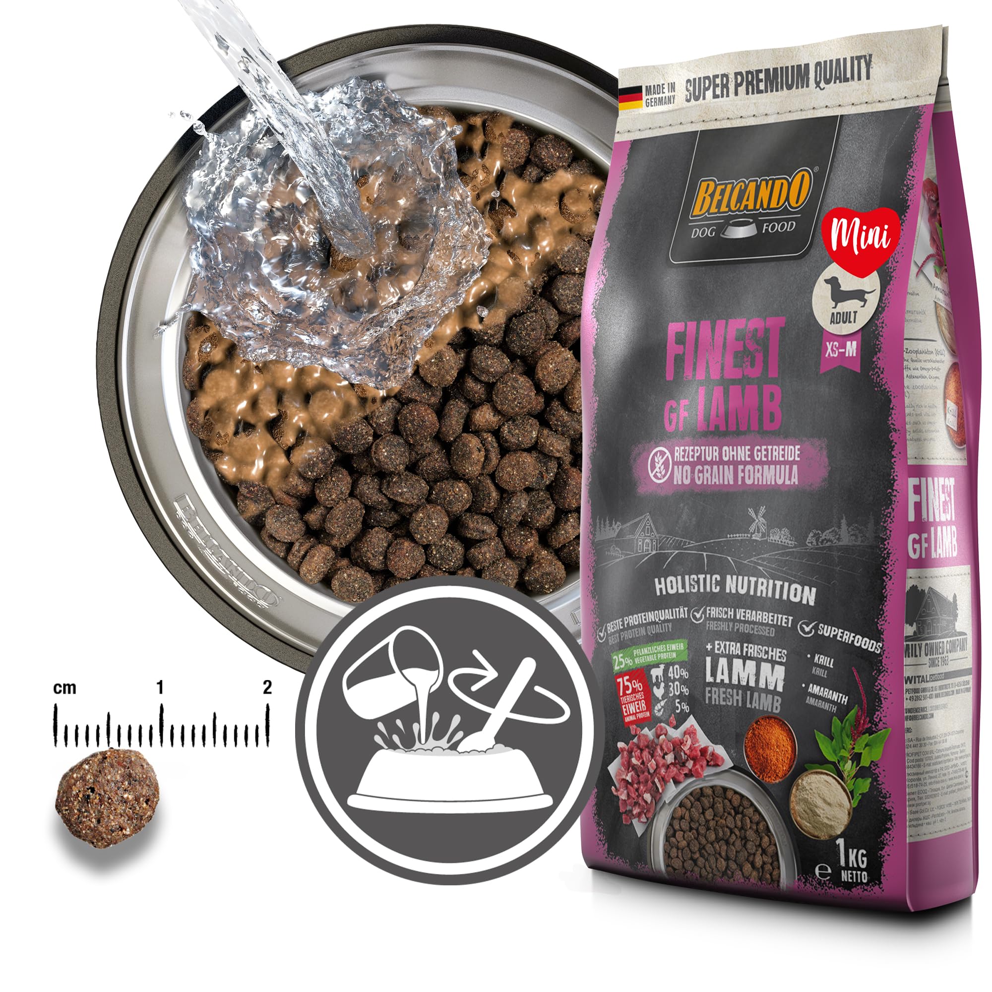 BELCANDO Finest GF Lamb [12,5 kg] Alimento para Perros sin Cereales | Comida Seca para Perros pequeños y medianos | Alimento Completo para Perros a Partir de 1 año de Edad