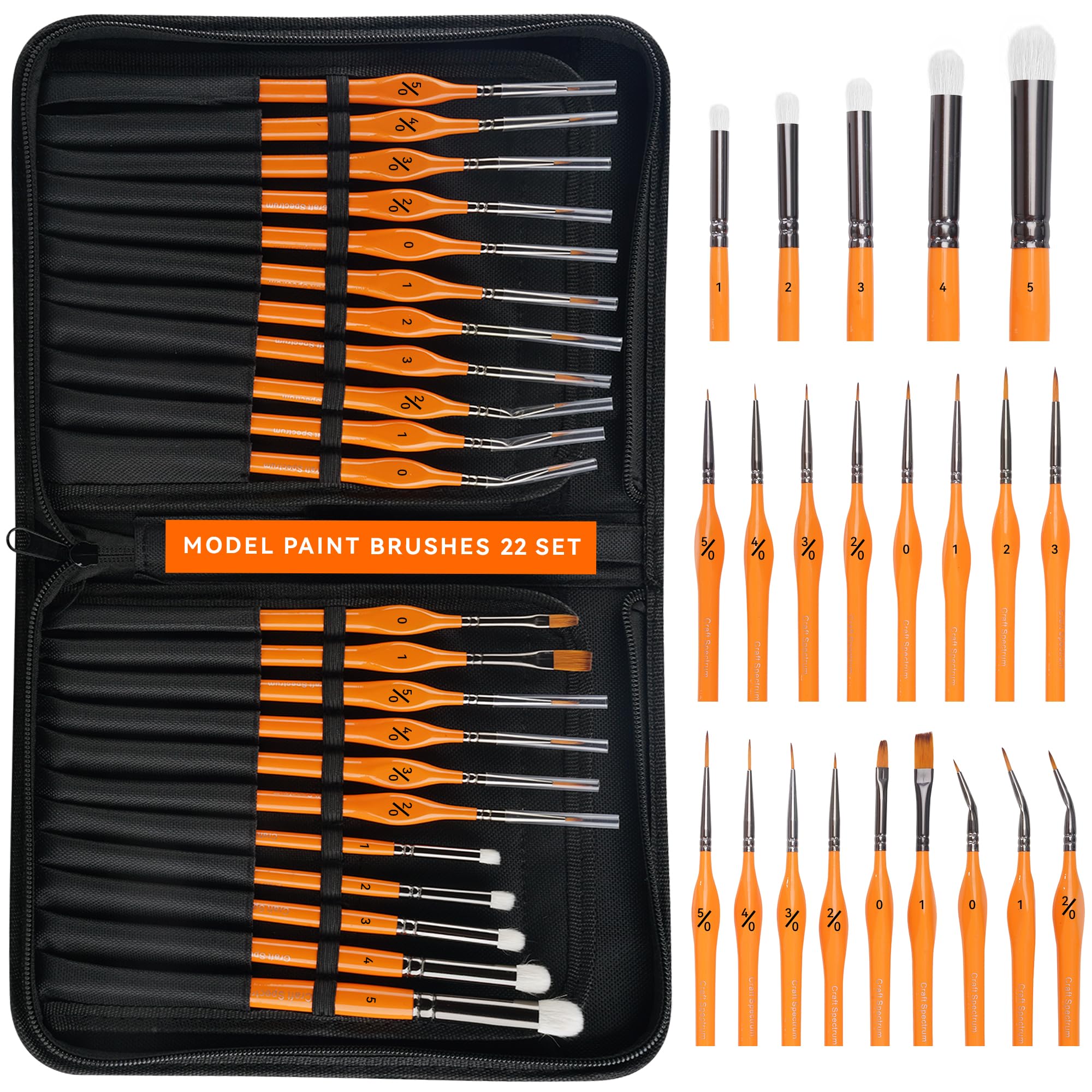22pc Model Paint Brushes, Set of Miniature Paint Brushes for Model Painting