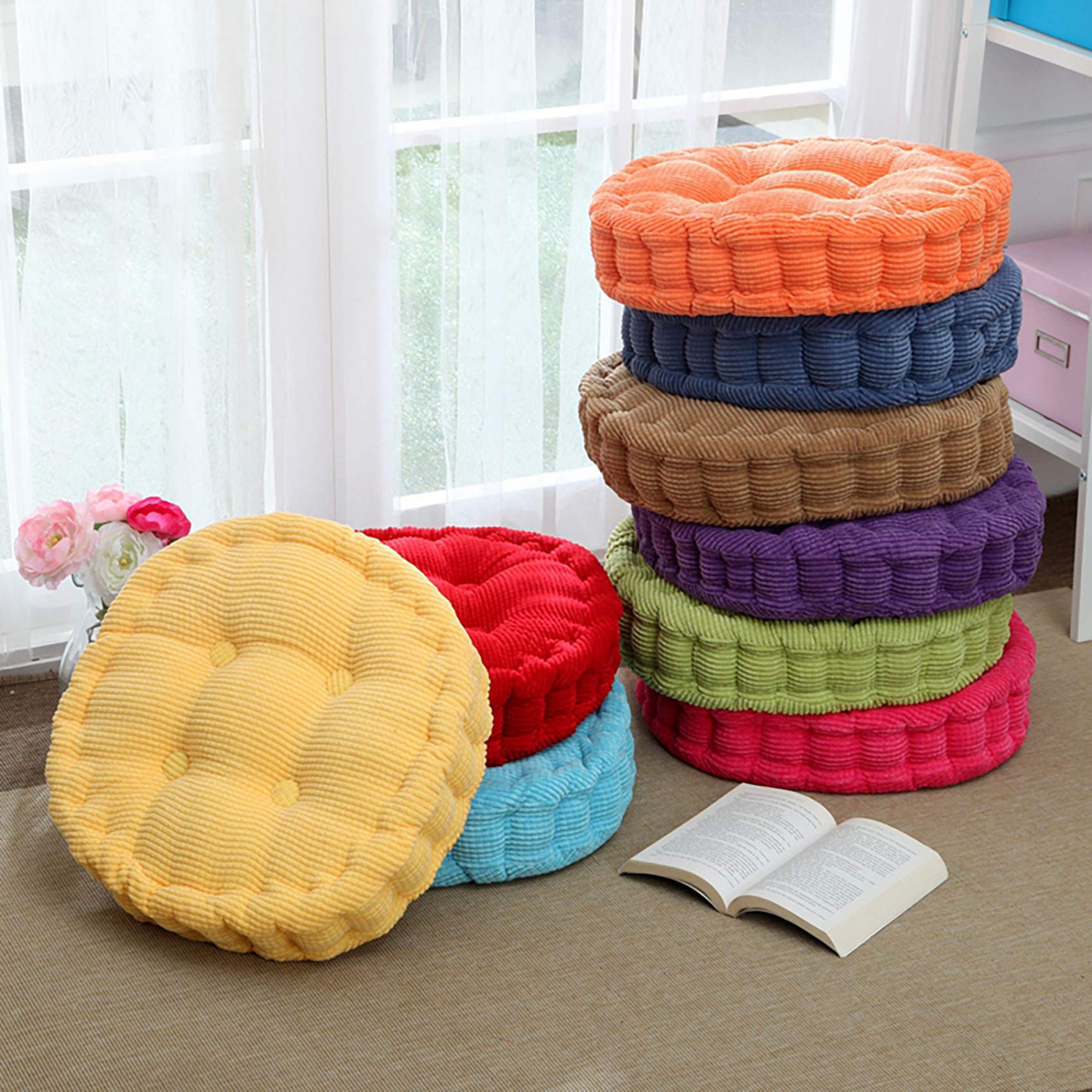 Cojines Redondos Para Silla 55x55 Cm, Terciopelo O Lino, Suaves