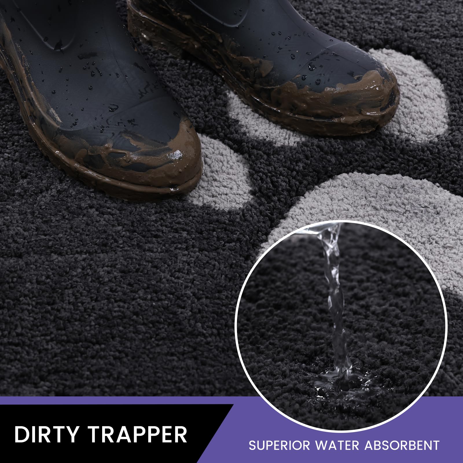 Oiilores Dirt Trapper Door Mat Indoor 40 x 60 cm, Non-Slip Washable Rug - Image 4