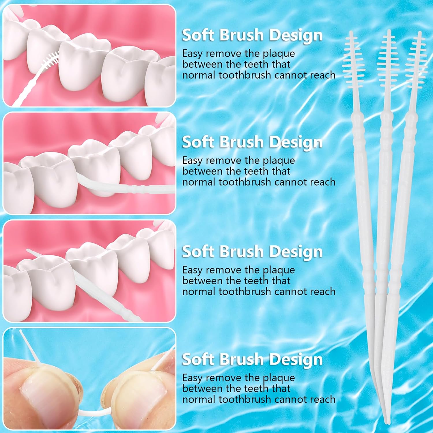 DanTicy Brushpicks Interdental Toothpicks,Soft Bristle Dental Floss Picks Toothpicks,Helps Removes Plaque and Debris Between Your Teeth