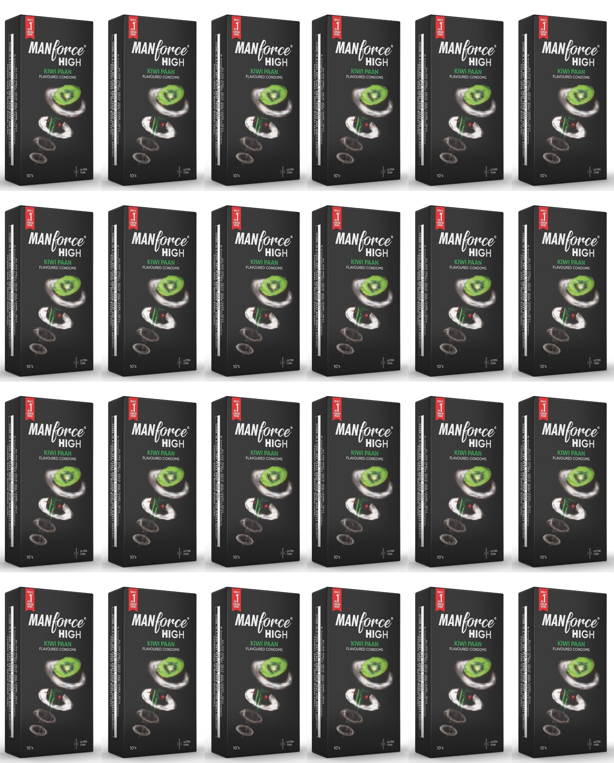 Manforce High Kiwi Paan Flavoured Condoms for Men| 10 Count| Ultra Thin| Lubricated Latex Condoms For Her Enhanced Pleasure x Pack of 24-image-20