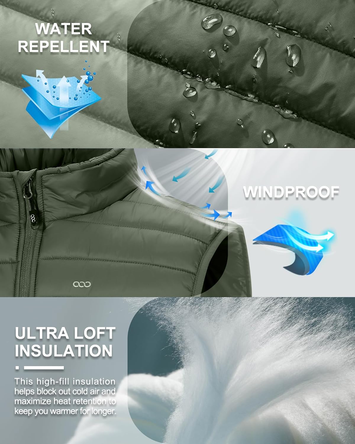 33,000ft Men's Lightweight Packable Insulated Puffer Vest Outerwear, Warm Winter Sleeveless Jacket for Golf Running - Image 3