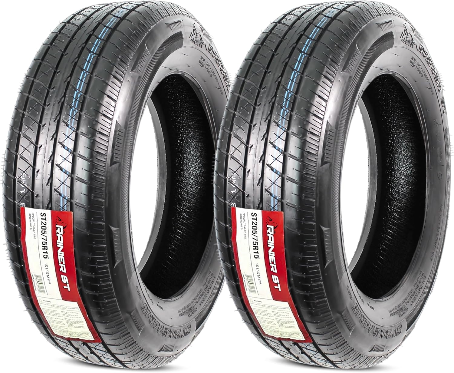 eCustomrim 2-Pack ST205/75R15 DEEP TREAD Heavy Duty Steel Belted Radial Trailer Tire 205 75 15 With Curb Guard - 6 Year Warranty w/Roadside