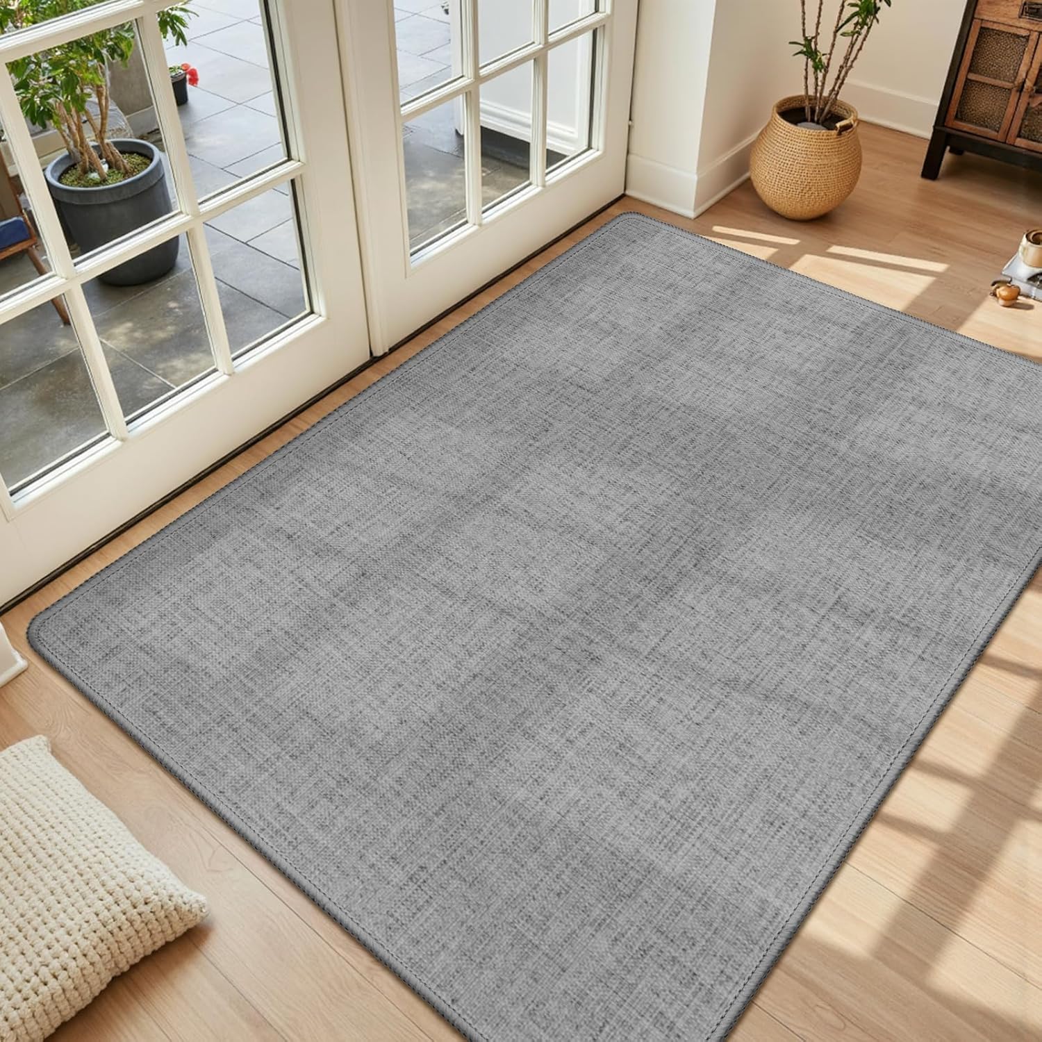 LEKEEPGO Ultra Thin Indoor Door Mat 36"x59", Low-Profile Door Mat Indoor Entrance, Non Slip Rubber Backing Inside Doormat Washable Welcome Front Entryway Dirt Trapper Entry Mat, Grey Grey 36"x59"