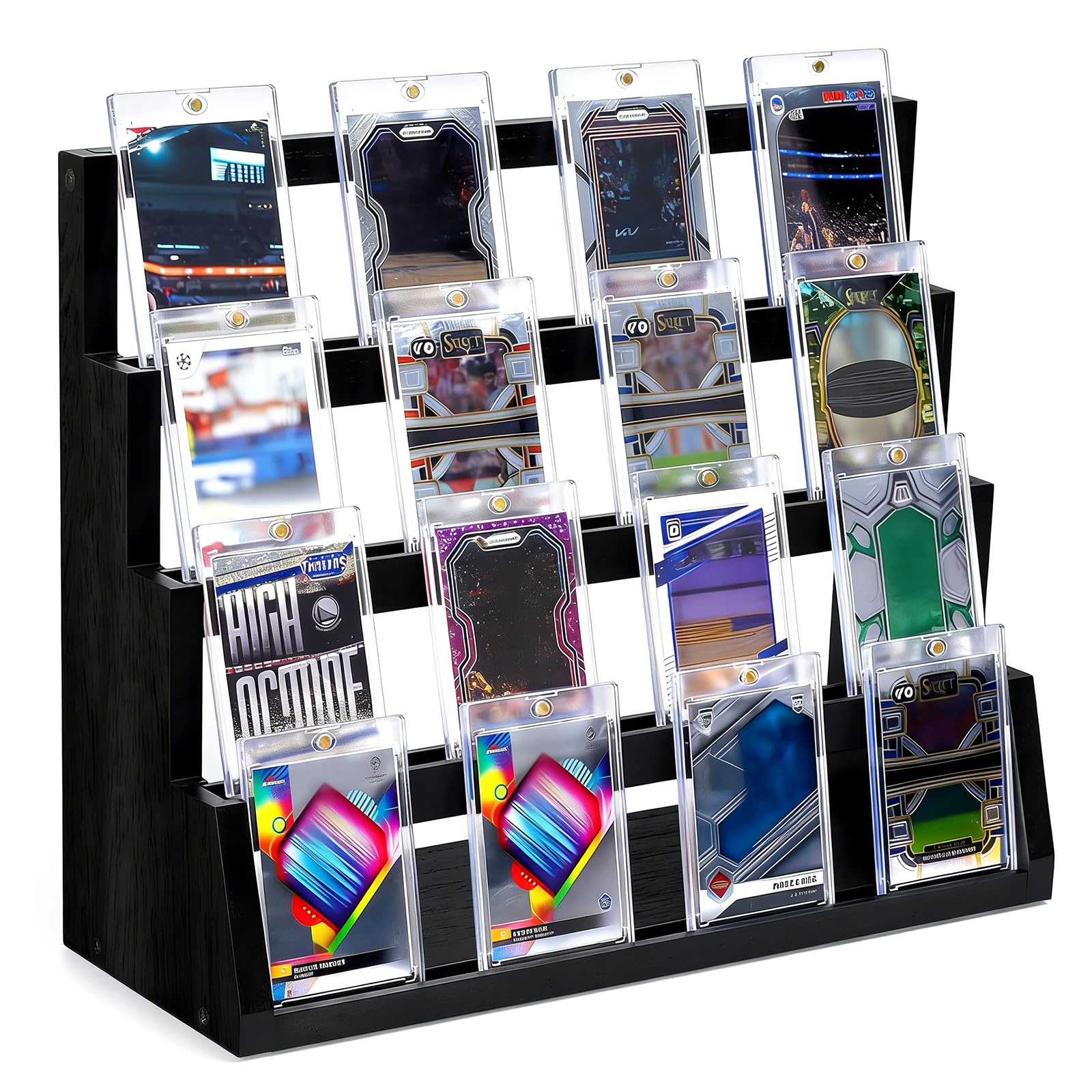 Nucelit Premium Wood Display Stand for Sports Cards Featuring Sturdy Base Perfect for Collectors and Basketball Card Display