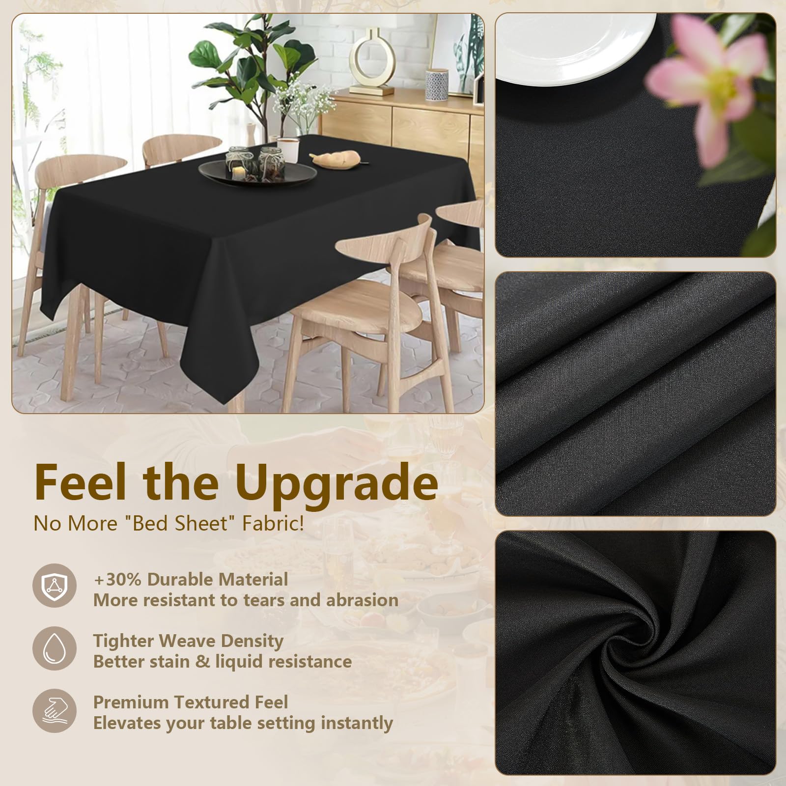 Lot de 10 nappes rectangulaires noires pour tables rectangulaires de 1,8 m x 152,4 cm x 259,1 cm en tissu polyester très résistant, réutilisable et lavable pour mariages, fêtes, banquets