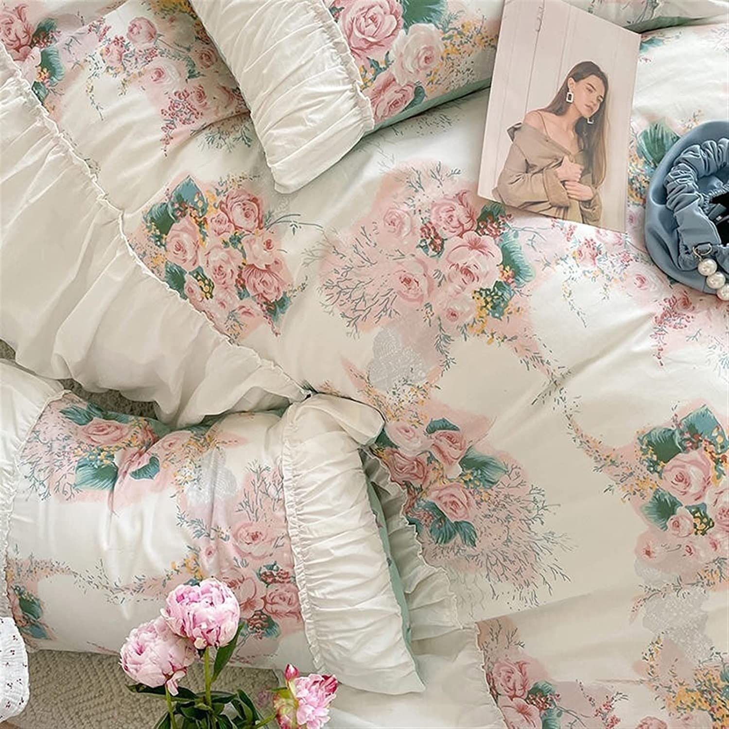 フレンチ花柄コットン寝具4点セット 即発送 Amazon｜寝具セット フレンチカントリースタイル 花柄プリント布団