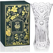JASVIC 12 Inch Crystal Vase for Flowers with Luxury Gift Box, Pearl Design, Large Crystal Clear Glass Vase Suitable for Home Office Decor, Birthday, Wedding Anniversary or Mothers Day