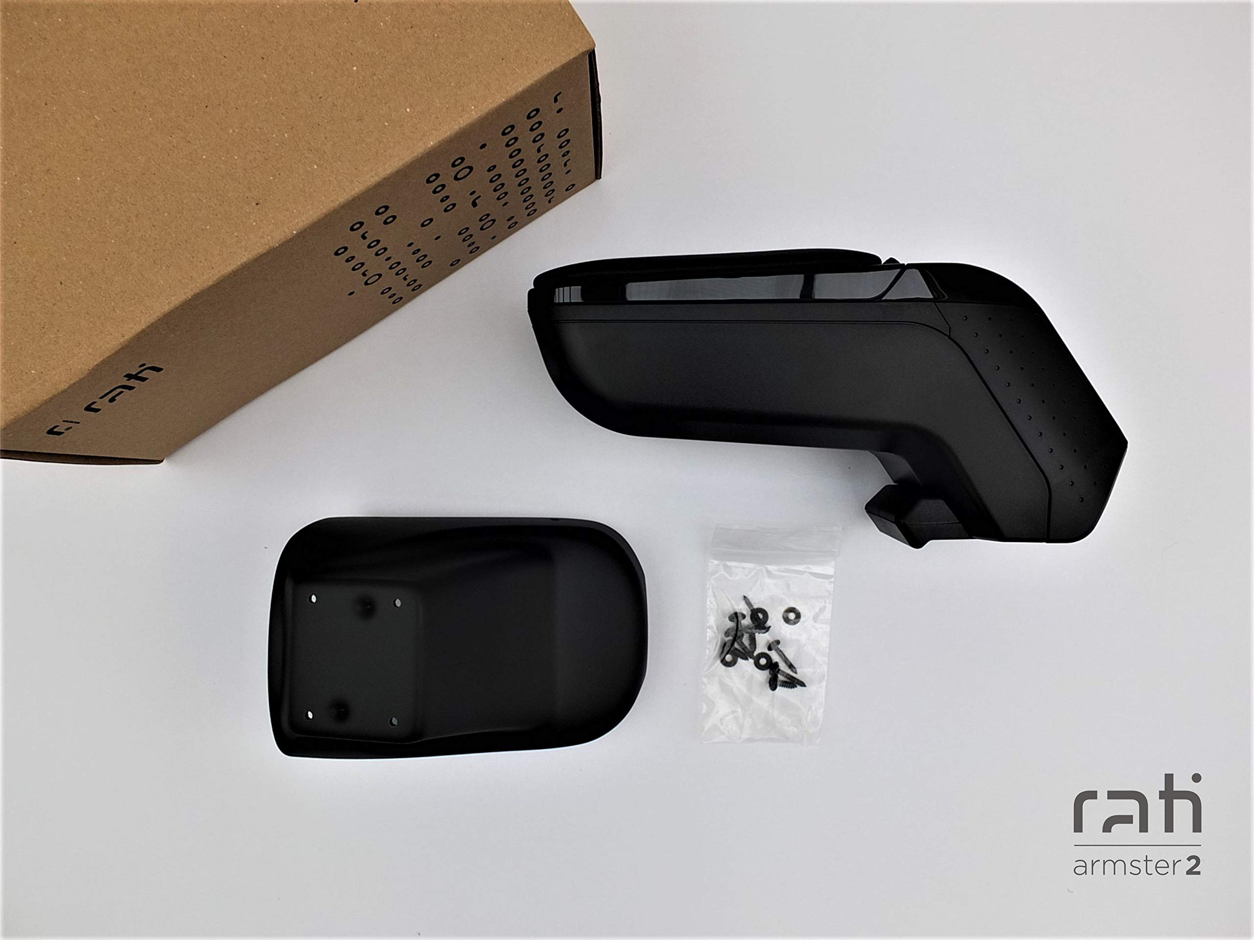 Rati Armster2 bracciolo centrale adatto per FIAT 500e 2020- SOLO PER MODELLI ELETTRICII con vano portaoggetti I che si adatta perfettamente alla console centrale