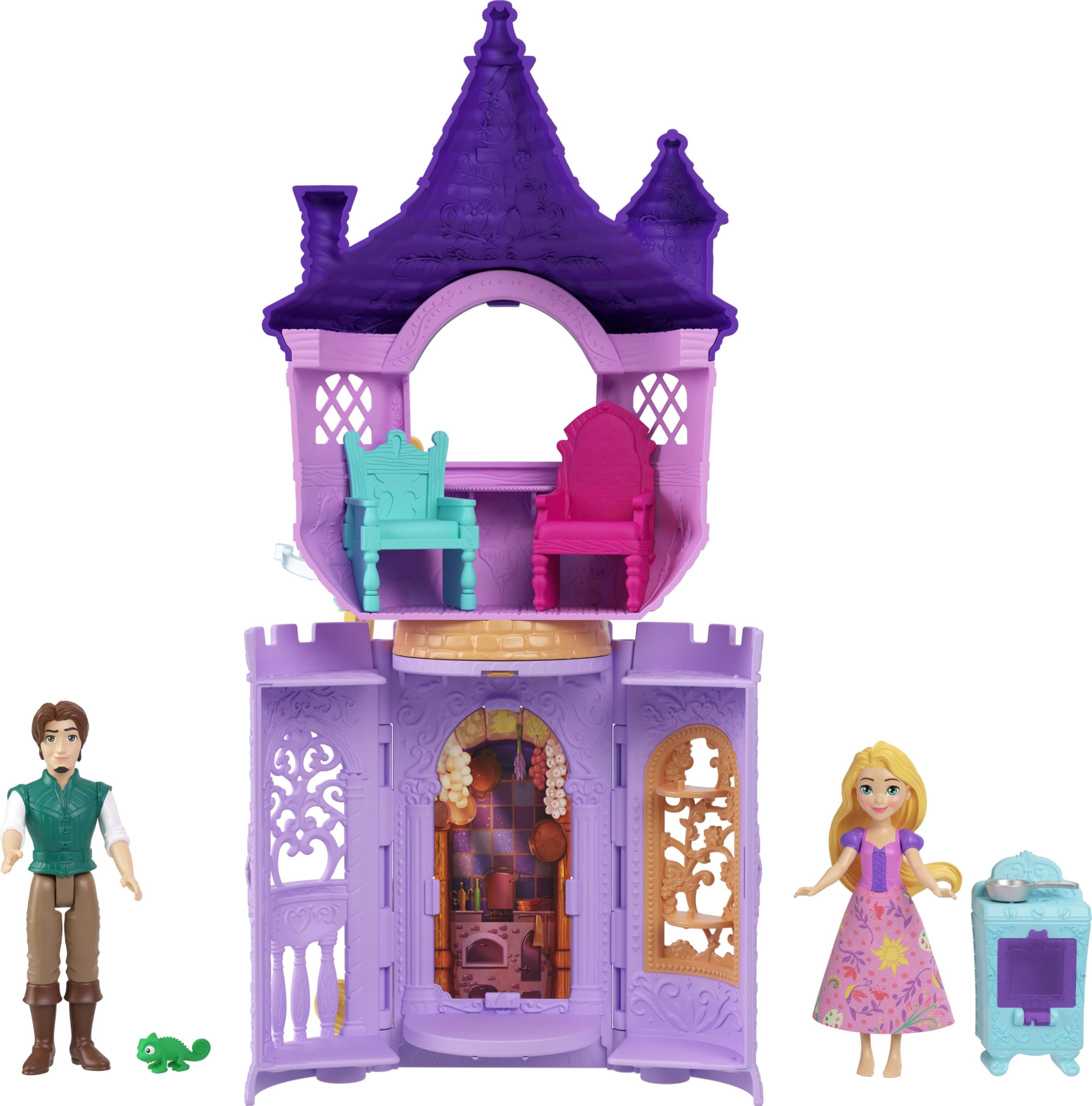 ​Mattel Disney Princess Toys, Rapunzel Tower Playset with 2 Small Dolls, Animal Figure, Furniture & Accessories, Storytime Stackers Inspired by Tangled-image-10