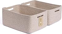 MiniArk Large Woven Rope Storage Baskets 17x13x7.5" - 2 Pack Mixed Brown Closet Organizers for Clothes, Toys, Nursery, Blankets