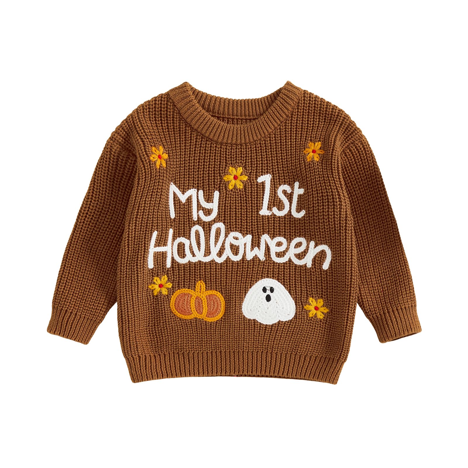 LSFYSZD Toddler Baby Girls Boys Halloween Pumpkin Sweaters Long Sleeve Crew Neck Winter Warm Knitwear Pullover Jumpers Top — view 210