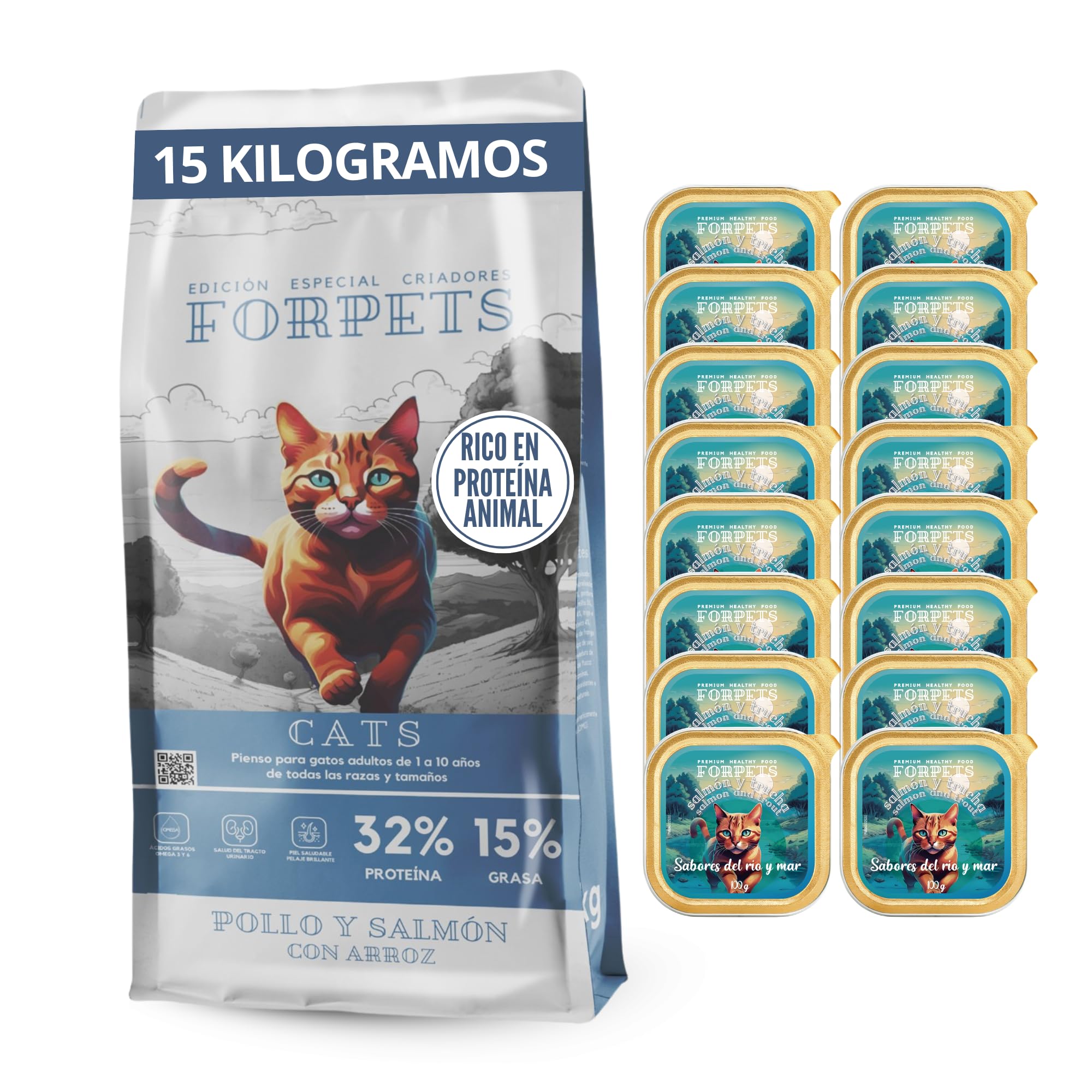 Pienso para Gatos Adultos con Pollo y Salmón | Salud Urinaria, Pelo Brillante y Digestión Sensible | Alto en Proteína, Sin Gluten | Razas Pequeñas y Medianas | FORPETS Cats — view 9