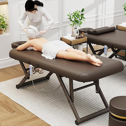 Miniatura 8 de pouseayar Mesa de masaje ajustable con almohada facial y reposacabezas, resistente y sólida, silenciosa y fácil de ajustar, respaldo ajustable,