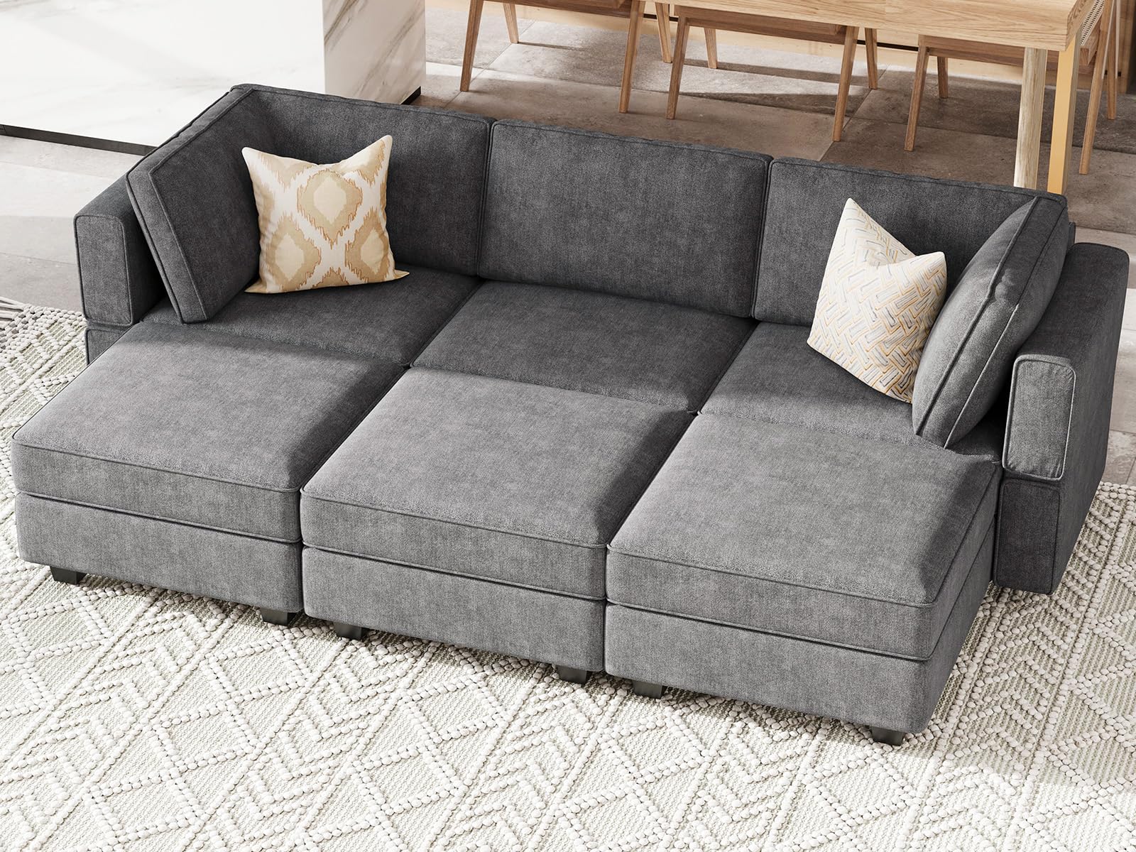 Belffin Terry Fabric Modular Sectional Sleeper Sofa