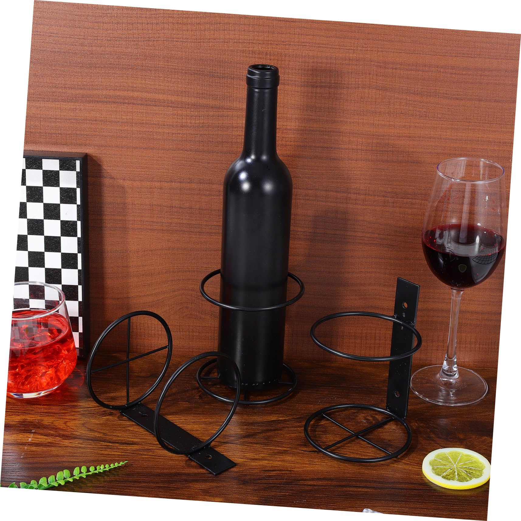 LABRIMP Botellero Vino 6 Botellas de Hierro Diseño Colgante de Pared para Exhibir y Almacenar Botellas de Vino y Cerveza, Conjunto de 6 Piezas Adecuado para Cocina