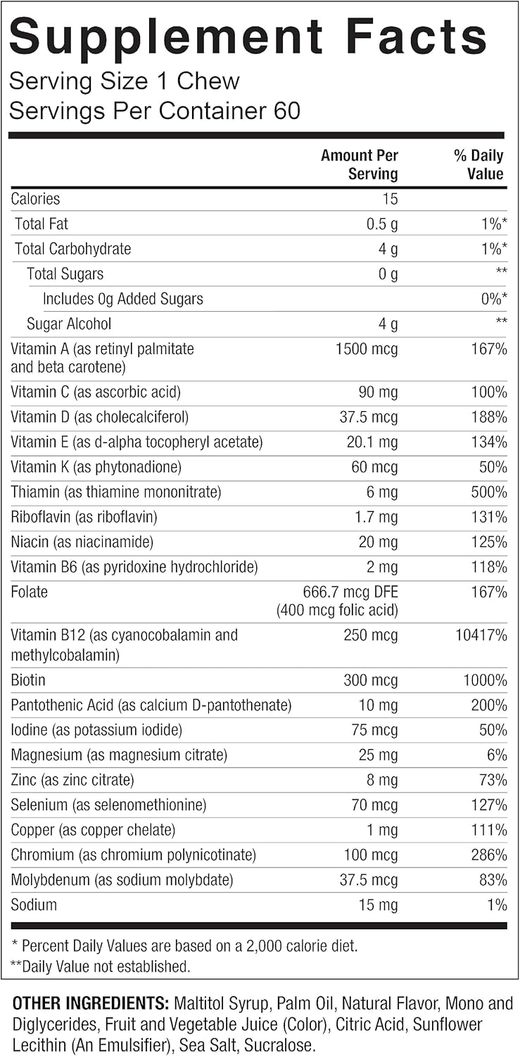 Celebrate Vitamins Bariatric Multivitamin Soft Chews - Essential Vitamins & Minerals, Sugar & Gluten Free - Gastric Bypass & Sleeve Gastrectomy Supplement - Berry (60ct)