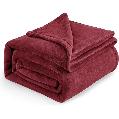 Bedsure GentleSoft Fleece Blankets King Size Burgundy - Bed Blanket Soft Lightweight Plush Cozy Fuzzy Luxury Microfiber, 108x90 inches