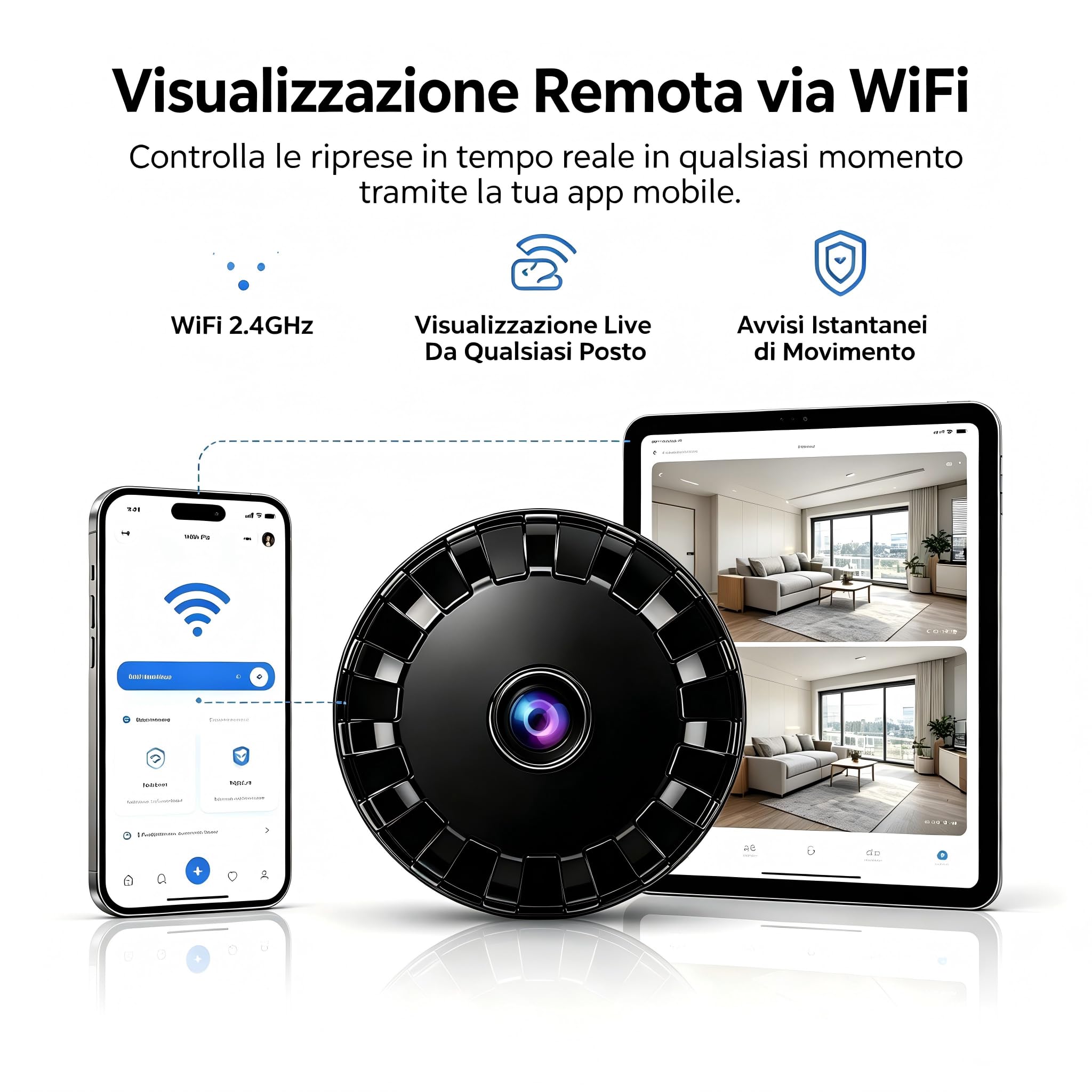 8 PCS Mini Telecamera Spia WiFi, Videocamera di Sorveglianza Full HD 1080P con Visione Notturna e Rilevamento Movimento, Controllo Remoto Tramite App L/X I