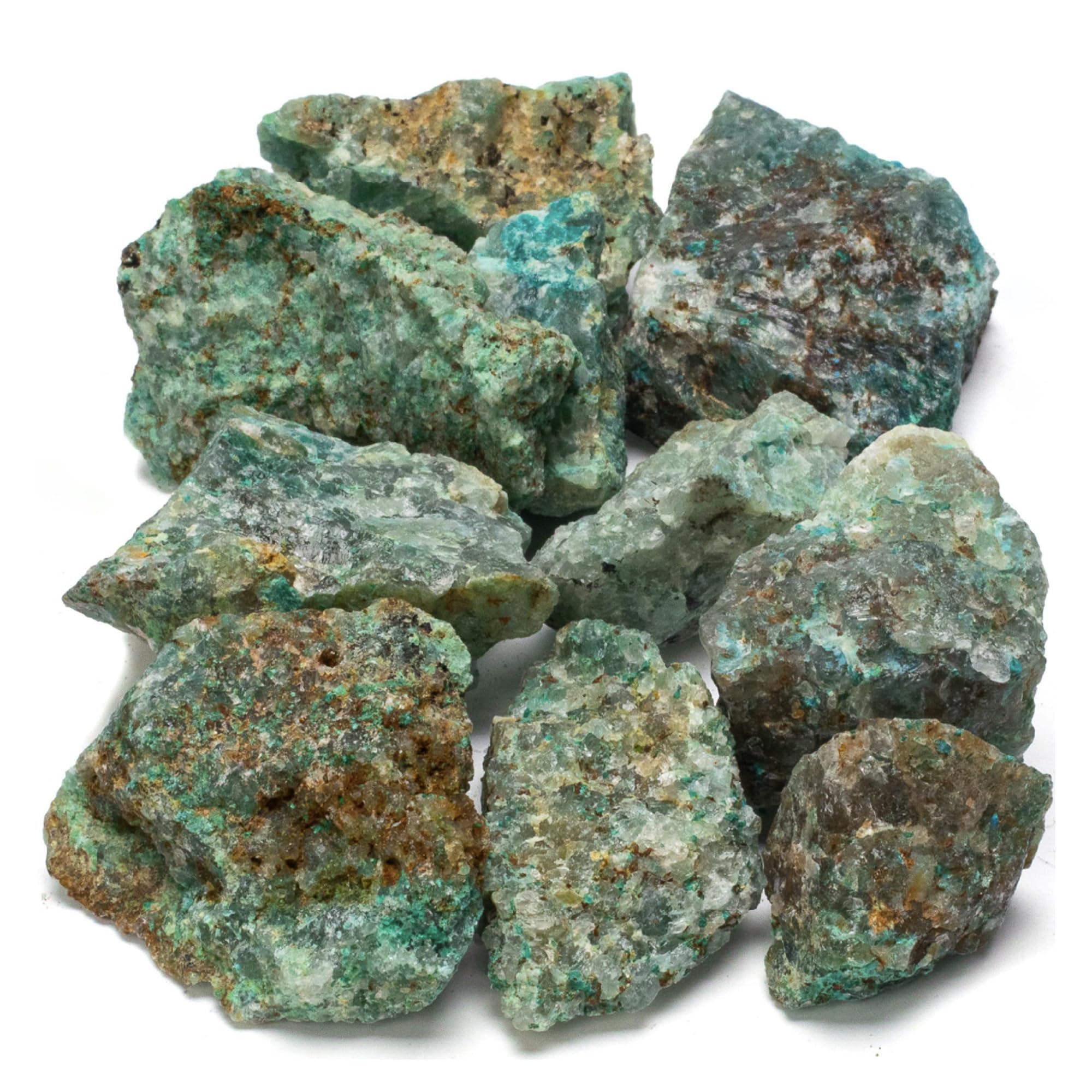 Rough Chrysocolla 10 Stone Bulk Bundle with Healing & Calming Effects - AAA High Energy Raw Crisocola - Reiki Crystal Used for Rock Tumbling and Lapidary (Family Owned and Operated)