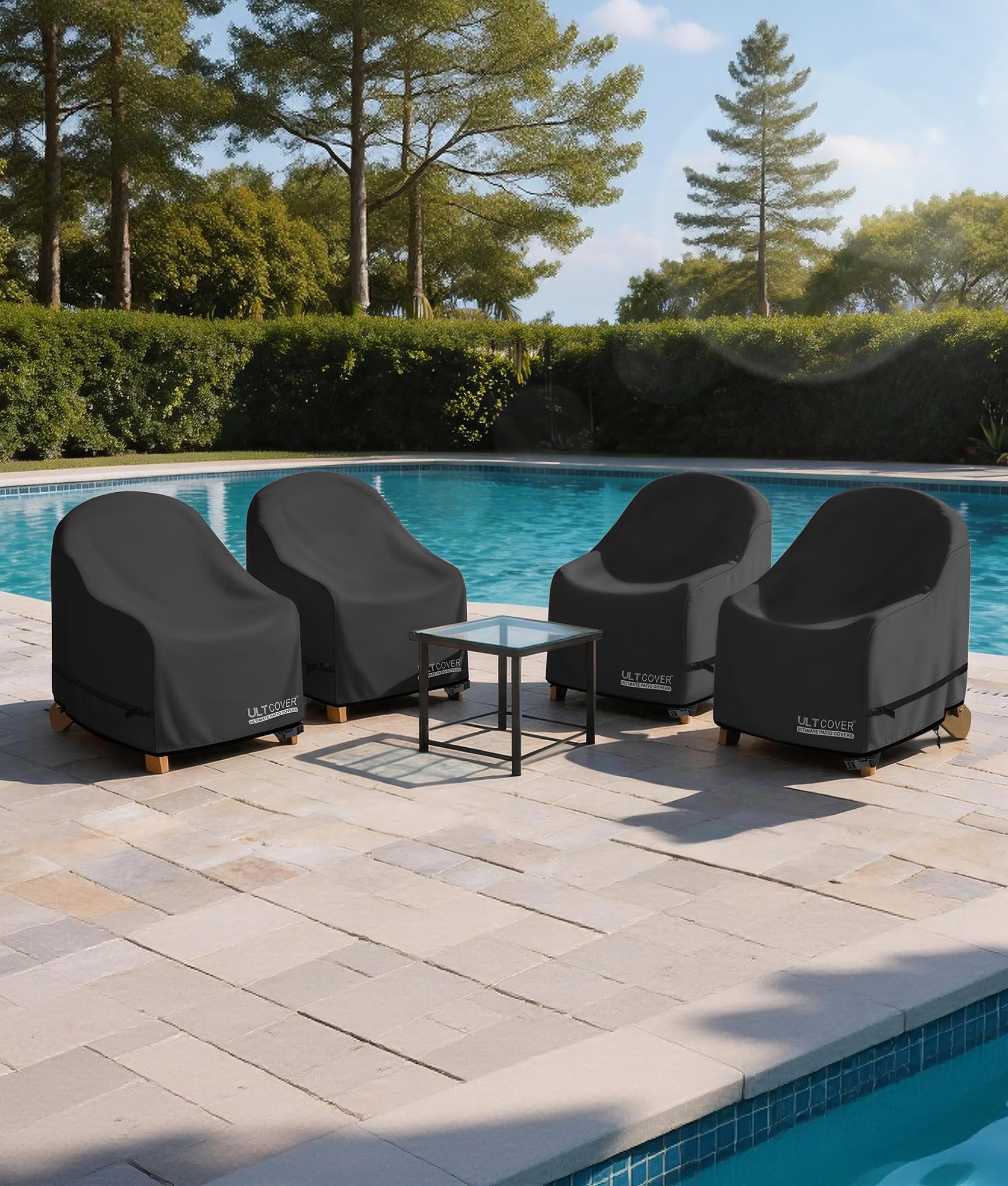 FQQF ULTCOVER Adirondack Lot de 4 housses de chaise de patio imperméables pour chaises d'extérieur jusqu'à 81,3 x 89 x 91,4 cm (l x P x H), noir