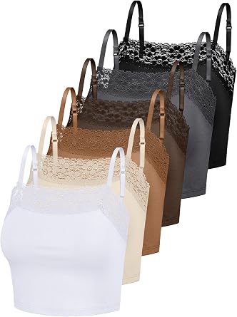 Bencailor 6/8 Pcs Womens Lace Camisole Spaghetti Strap Bralettes Crop Tops Half Cami Bandeau Tank