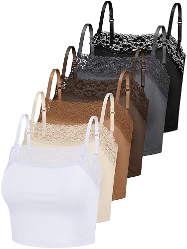 Bencailor 6 Pcs Women's Lace Camisole Spaghetti Strap Bralettes Crop Tops Half Cami Bandeau Tank